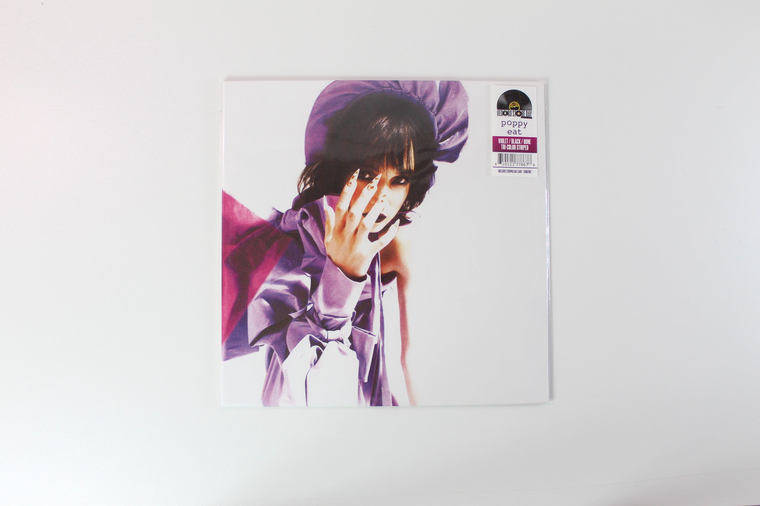 Poppy - Eat on Sumerian RSD 2024 Ltd 12" 45 RPM Single Sided EP Violet/Black/Bone Striped Tricolor Vinyl