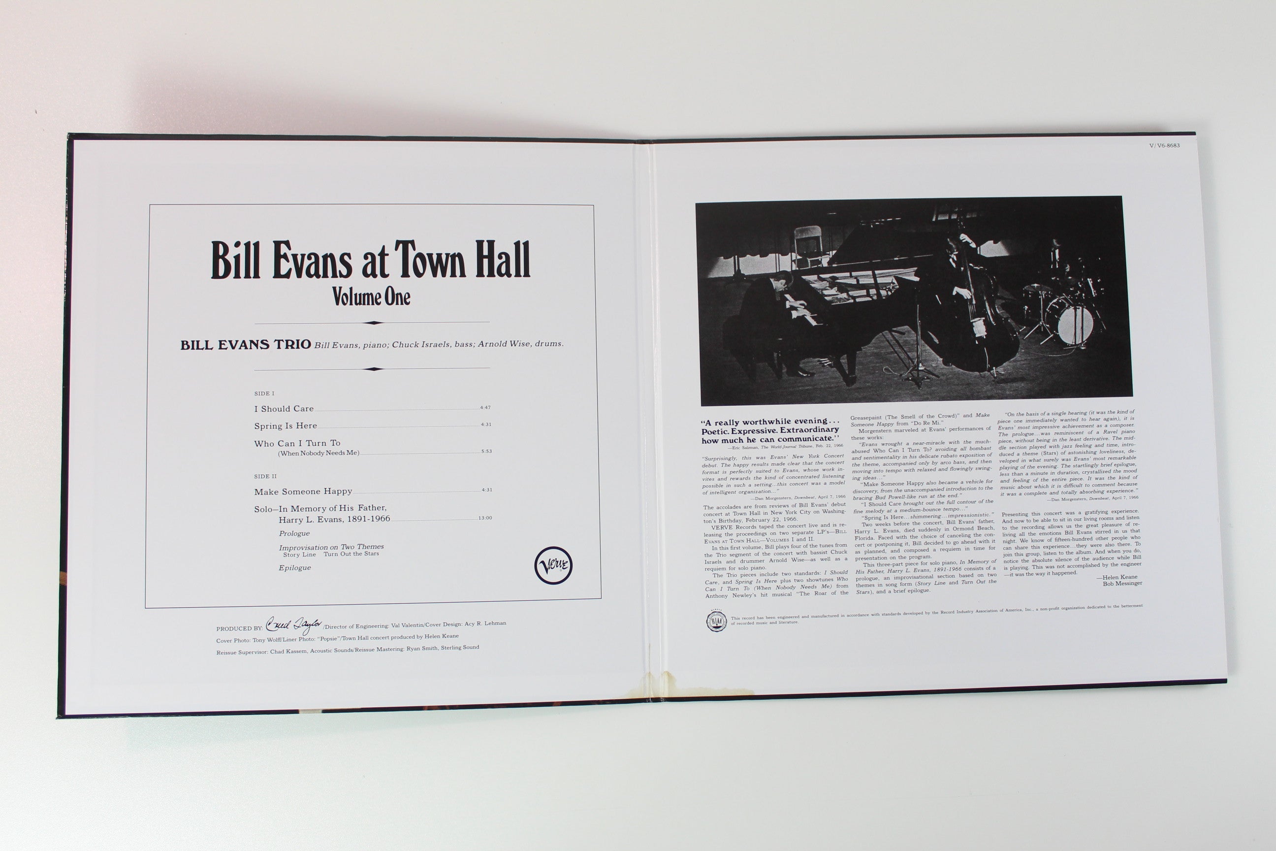 The Bill Evans Trio - Bill Evans At Town Hall (Volume One) on Verve UMe Acoustic Sounds Series 180 Gram Reissue