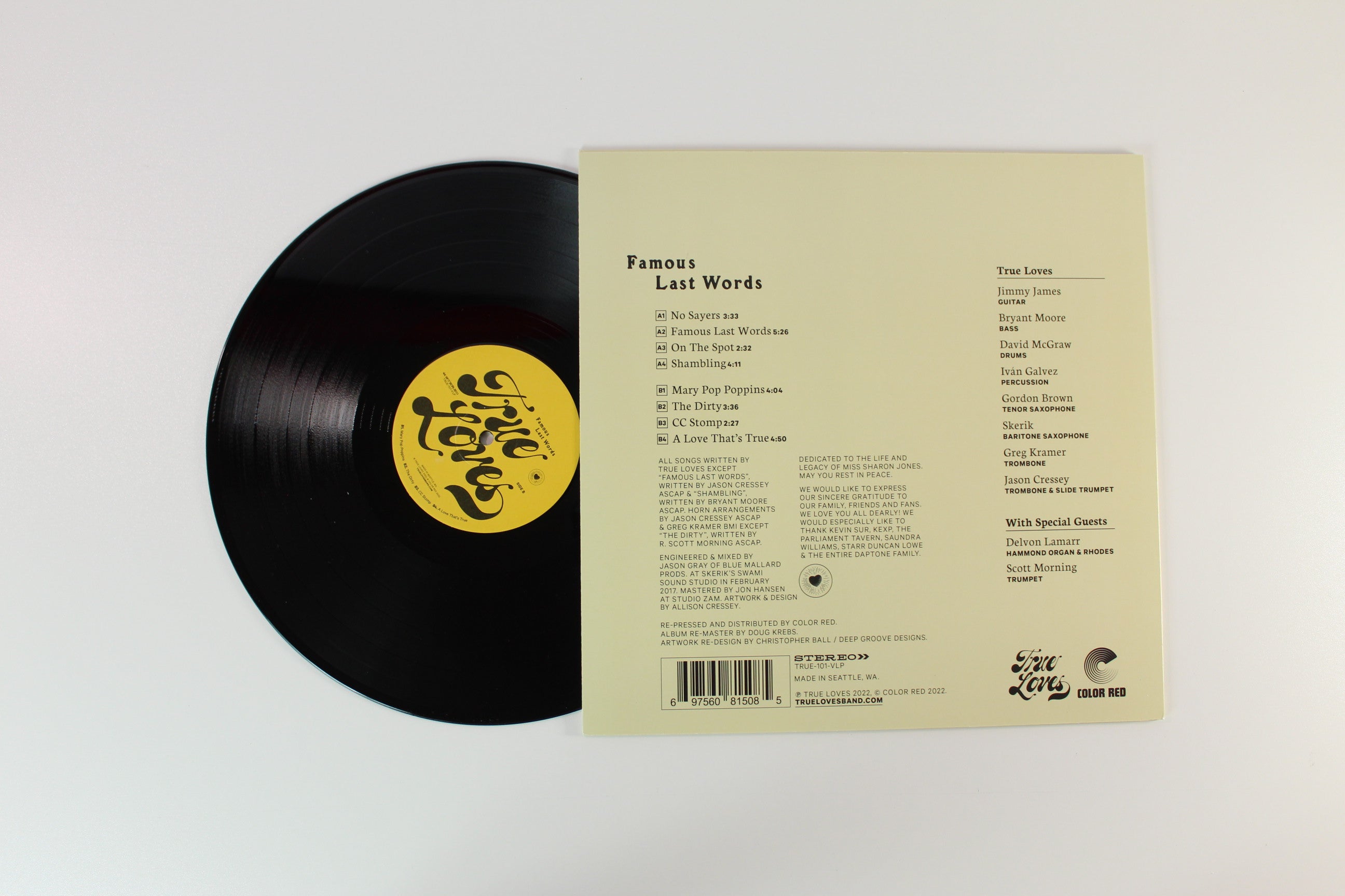 The True Loves - Famous Last Words on Color Red Records