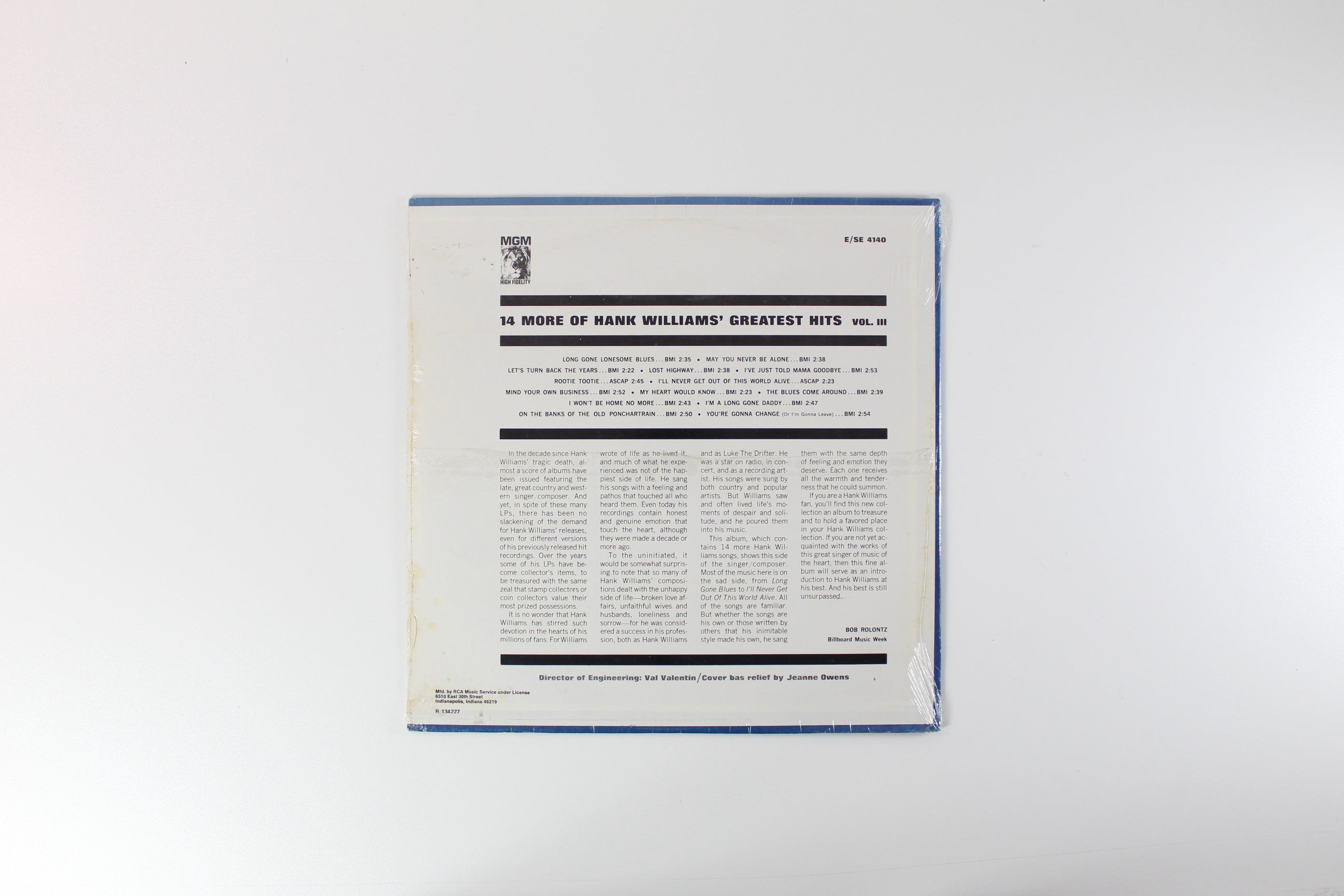 Hank Williams - 14 More Of Hank Williams' Greatest Hits Vol. III on MGM Club Edition Sealed