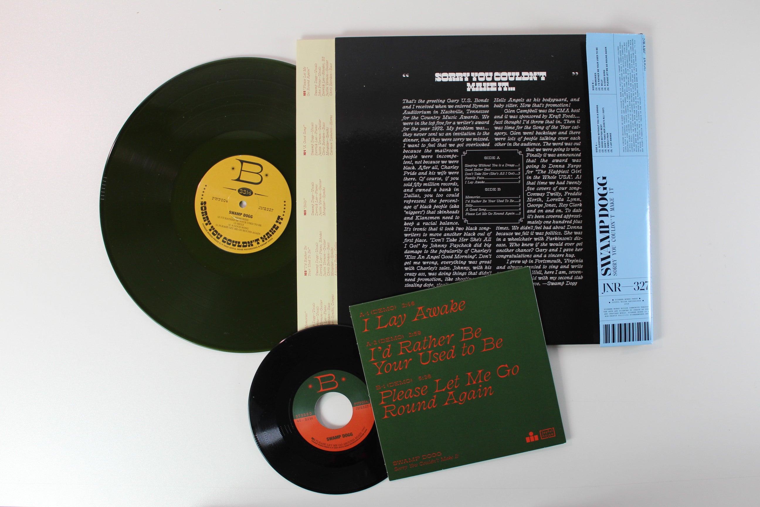 Swamp Dogg - Sorry You Couldn't Make It on Pioneer Works Press Ltd Swamp Green With Bonus Black Vinyl 7"