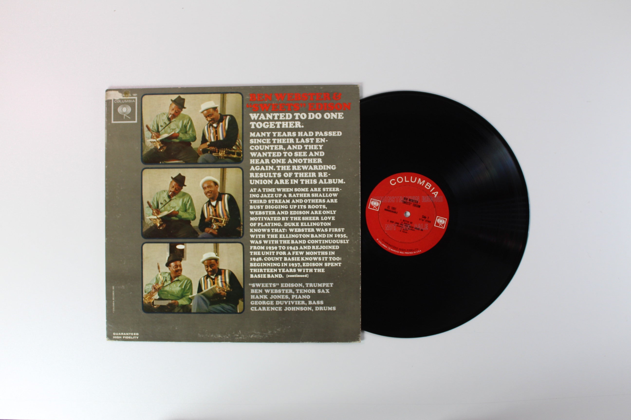 Ben Webster / Harry Edison - Wanted To Do One Together on Columbia Mono Promo