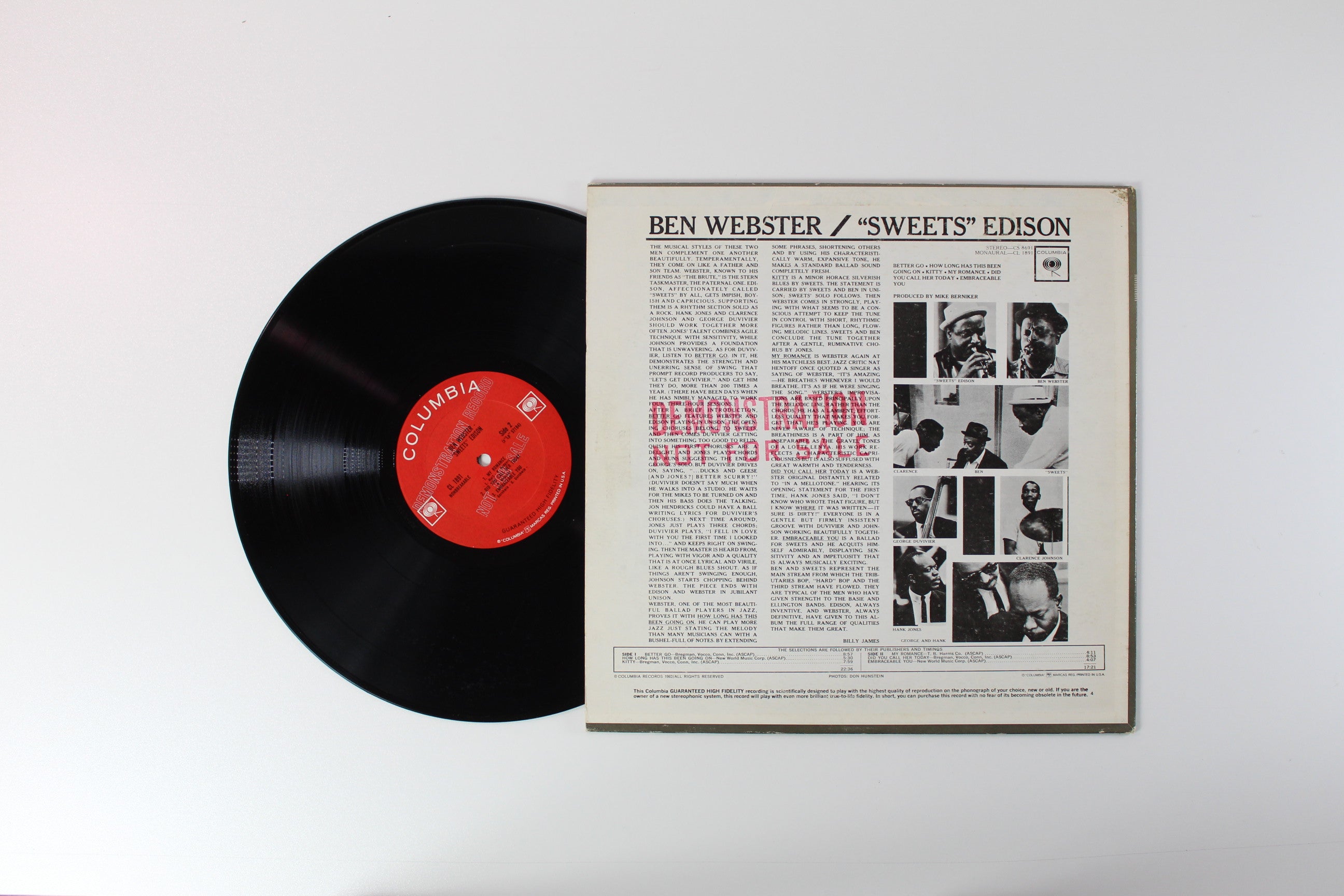 Ben Webster / Harry Edison - Wanted To Do One Together on Columbia Mono Promo