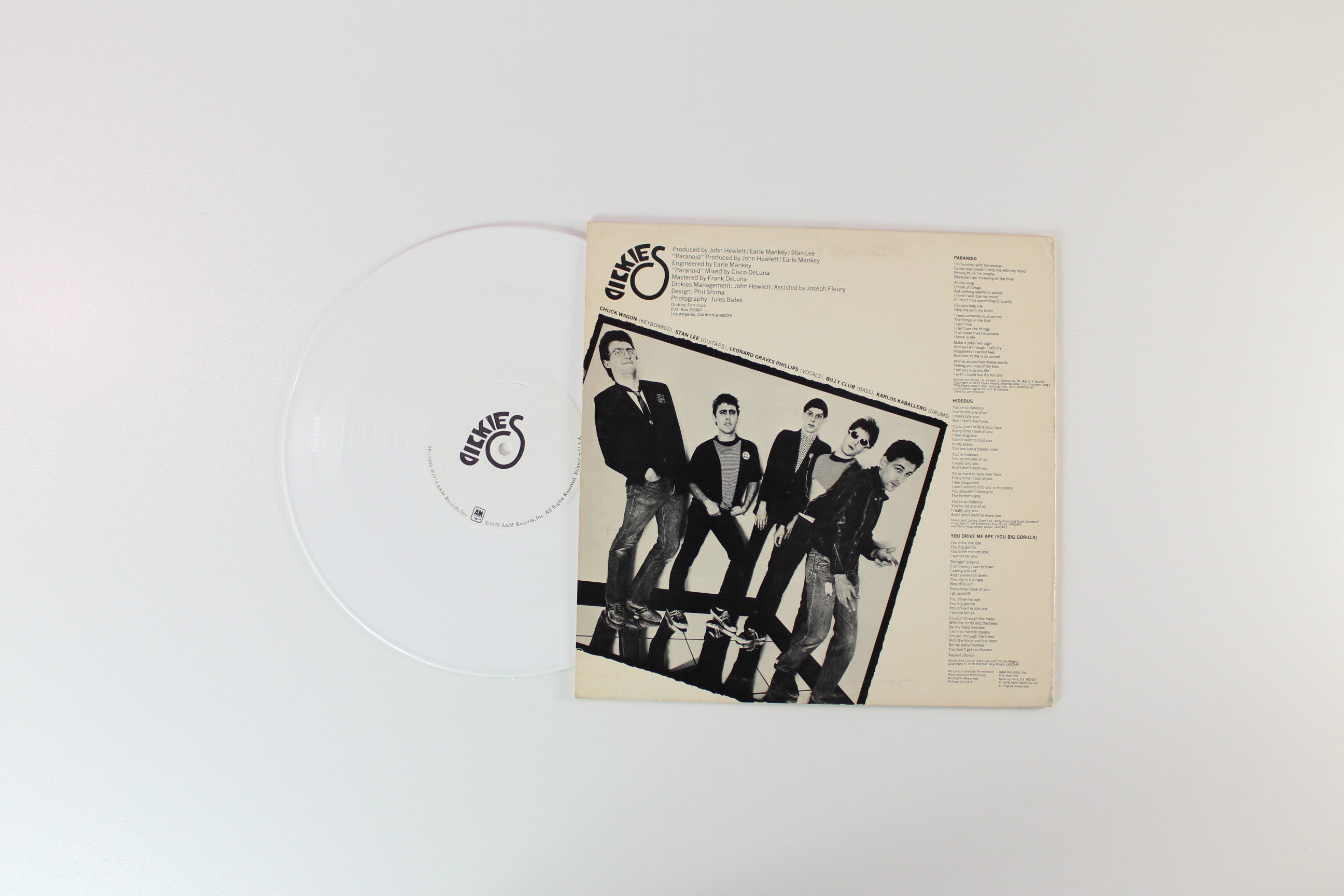The Dickies - Paranoid ▪ Hideous ▪ You Drive Me Ape (You Big Gorilla) on A&M Records - 10" White Vinyl