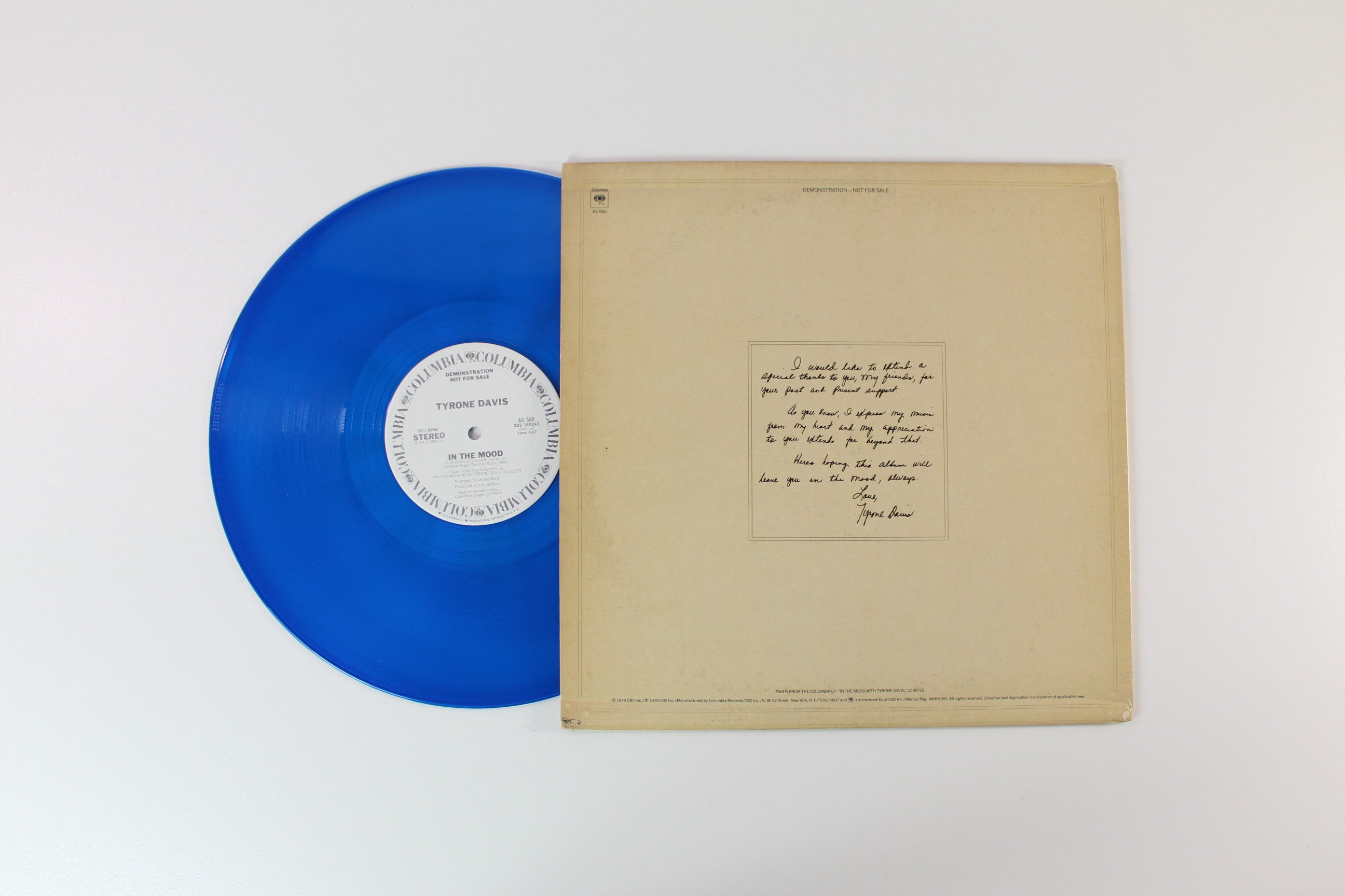 Tyrone Davis - In The Mood on Columbia - Promo Blue 12" Single