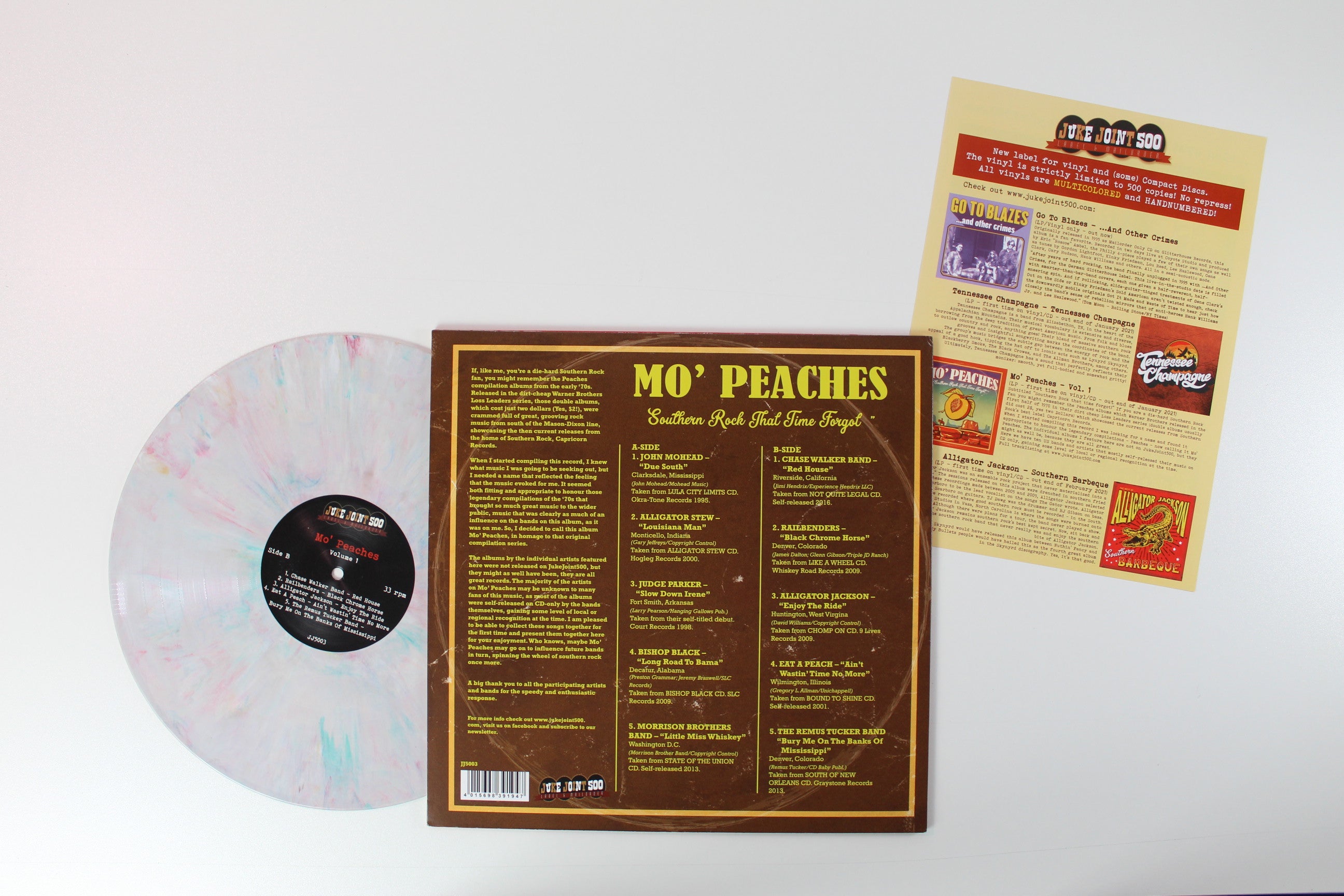 Various - Mo' Peaches (Southern Rock That Time Forgot) on JukeJoint500 Ltd Multicolored Vinyl