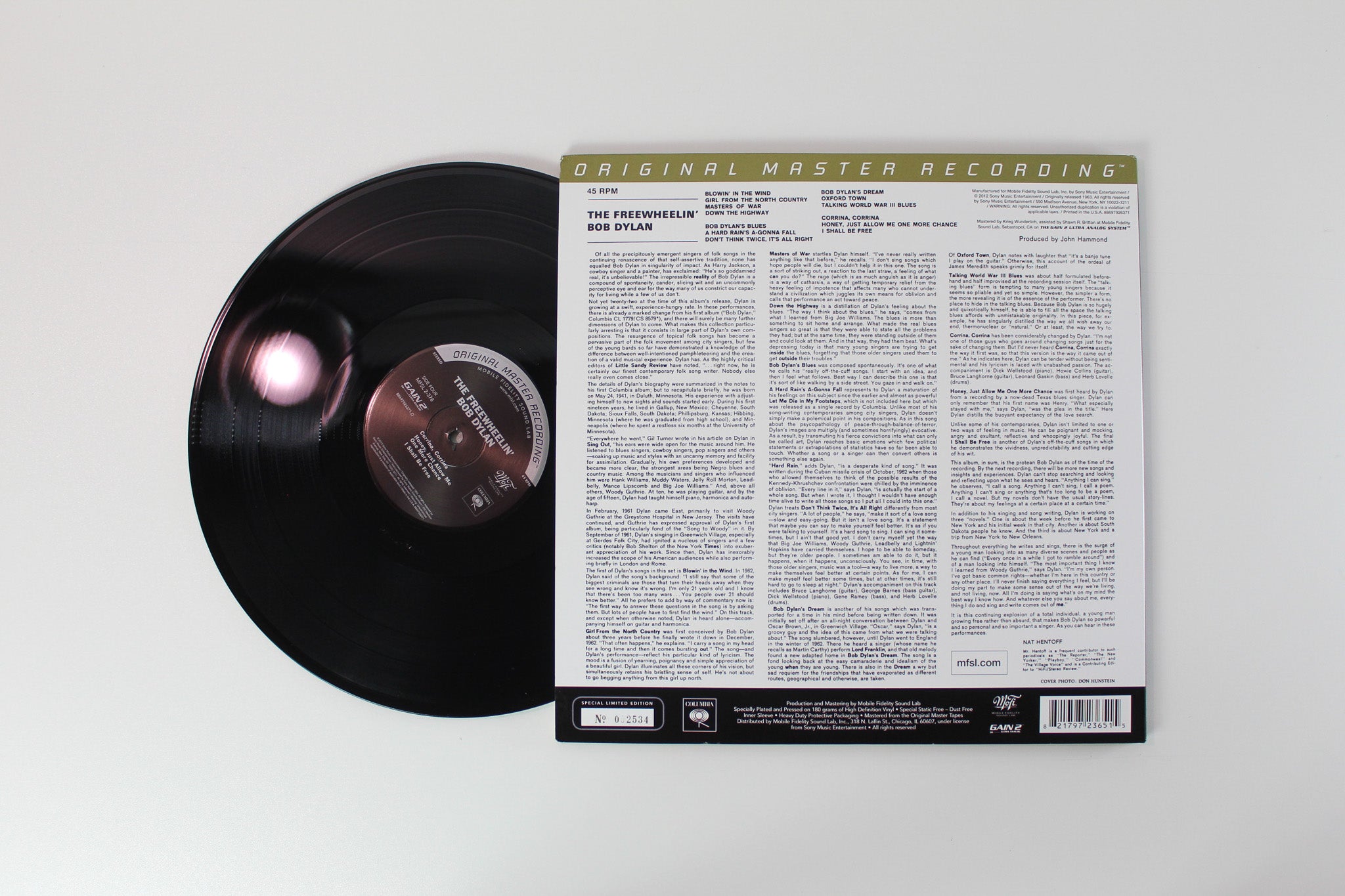Bob Dylan - The Freewheelin' Bob Dylan on Mobile Fidelity Sound Lab Numbered Reissue w/ Misprint Barcode