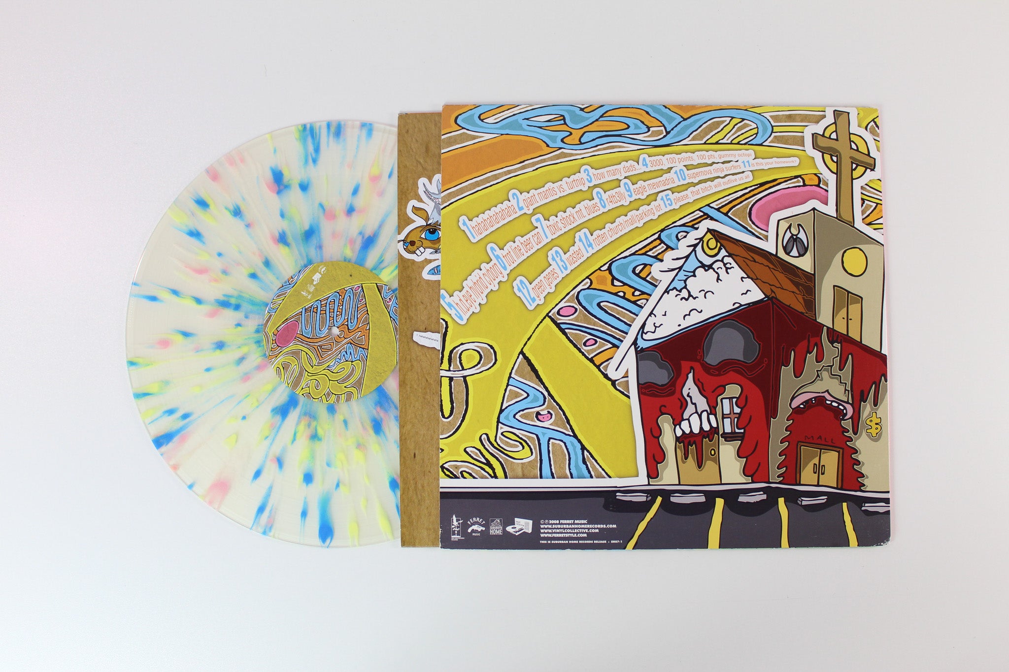 Heavy Heavy Low Low - Turtle Nipple And The Toxic Shock on Suburban Clear w/ Pink Blue Yellow and Orange Splatter