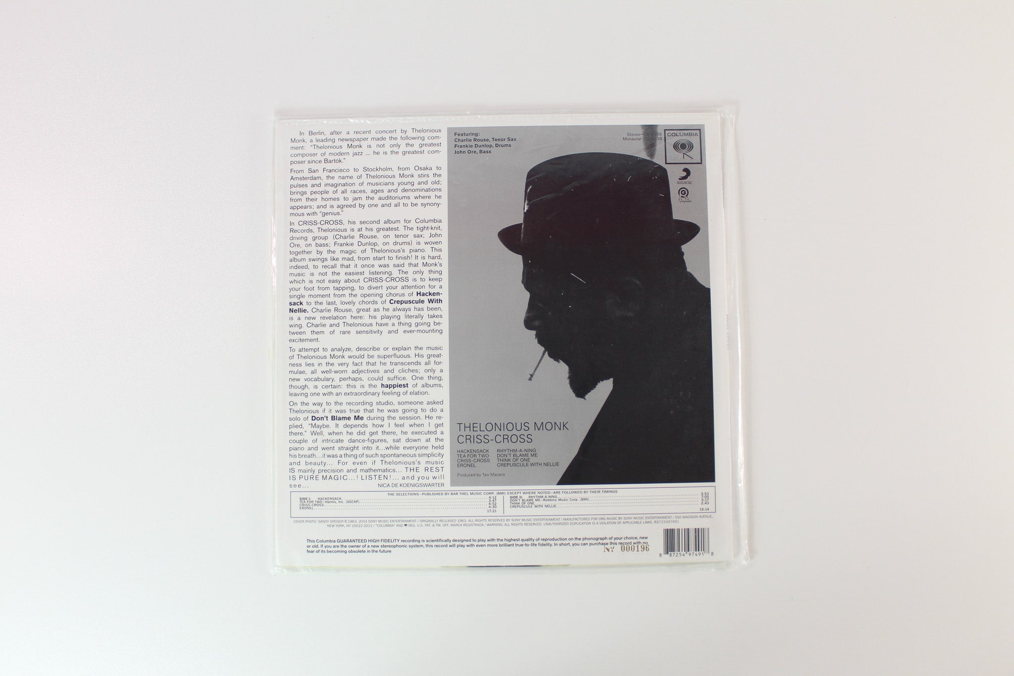 Thelonious Monk - Criss-Cross on ORG Music Columbia Ltd Numbered 180 Gram Reissue Sealed