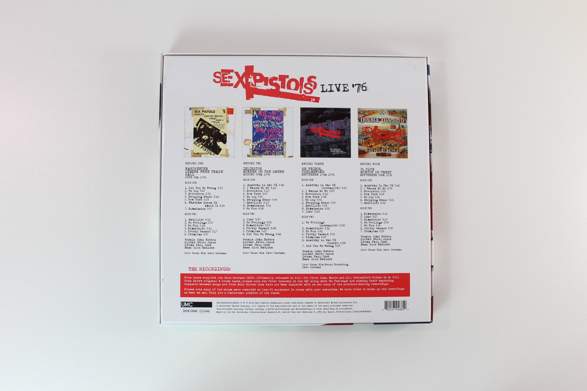 Sex Pistols - Live '76 Box Set on UMC