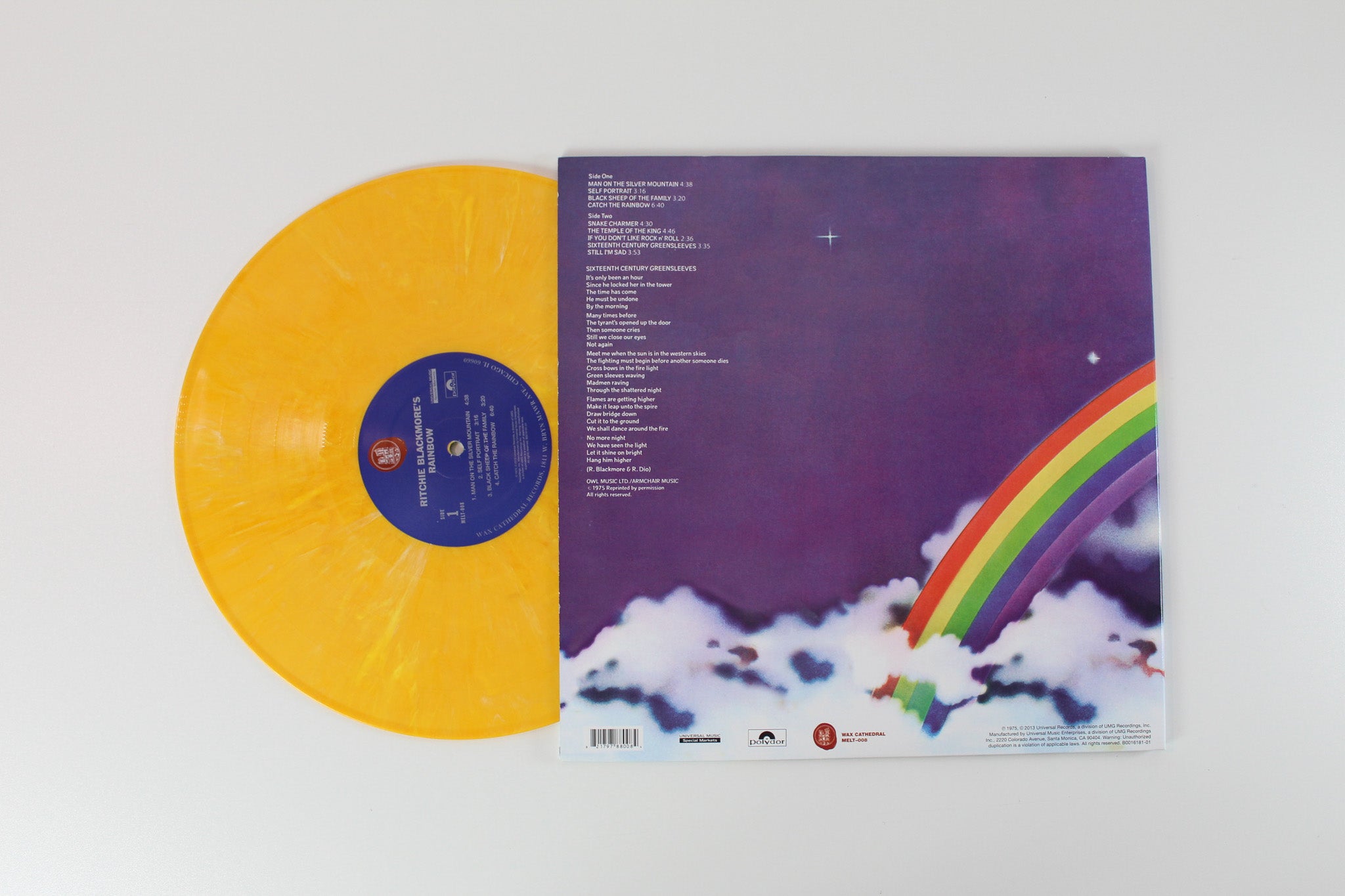 Rainbow - Ritchie Blackmore's Rainbow on Wax Cathedral Yellow Marbled Reissue