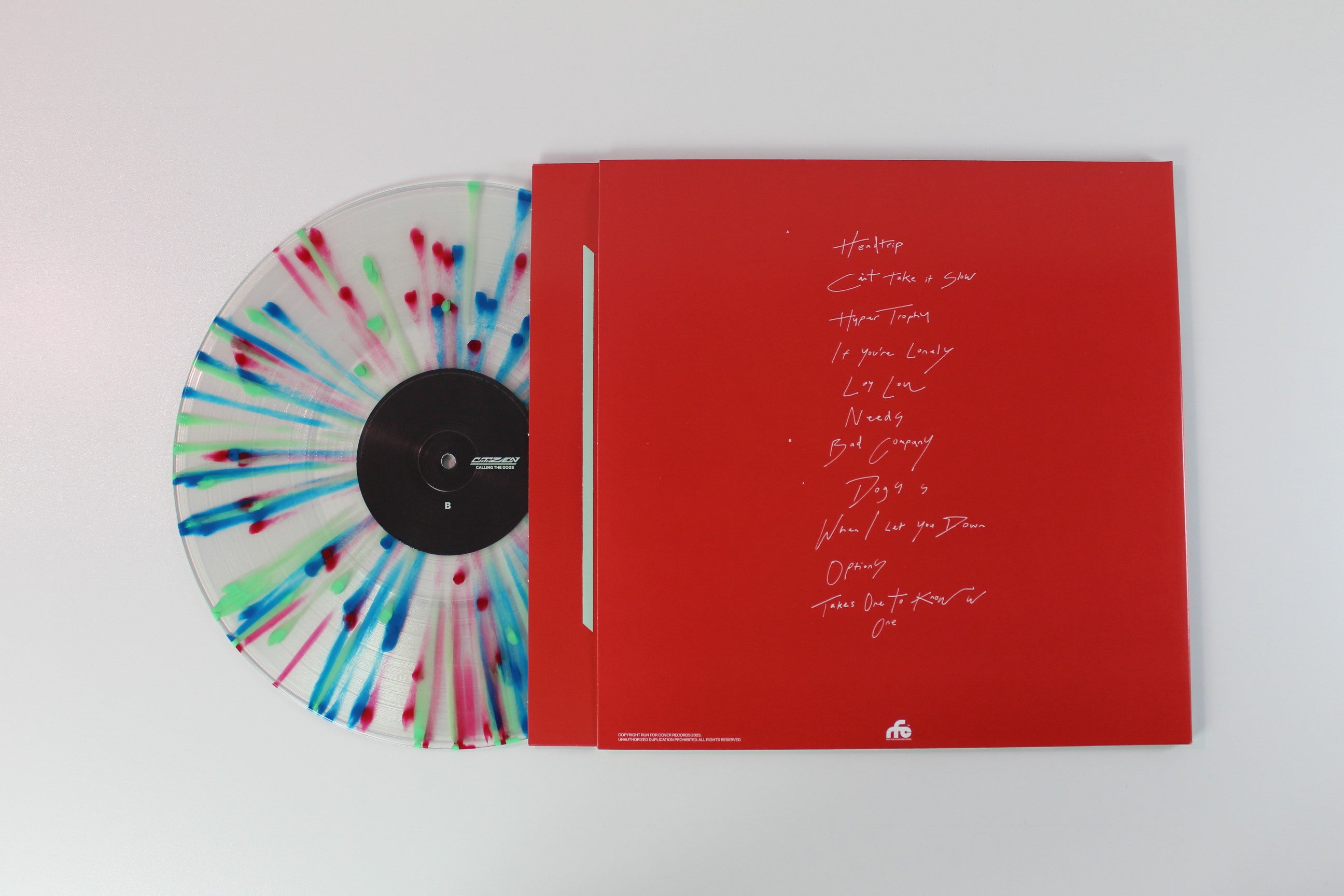 CitiZen - Calling The Dogs on Run For Cover Ltd Clear With Red Teal & Blue Splatter
