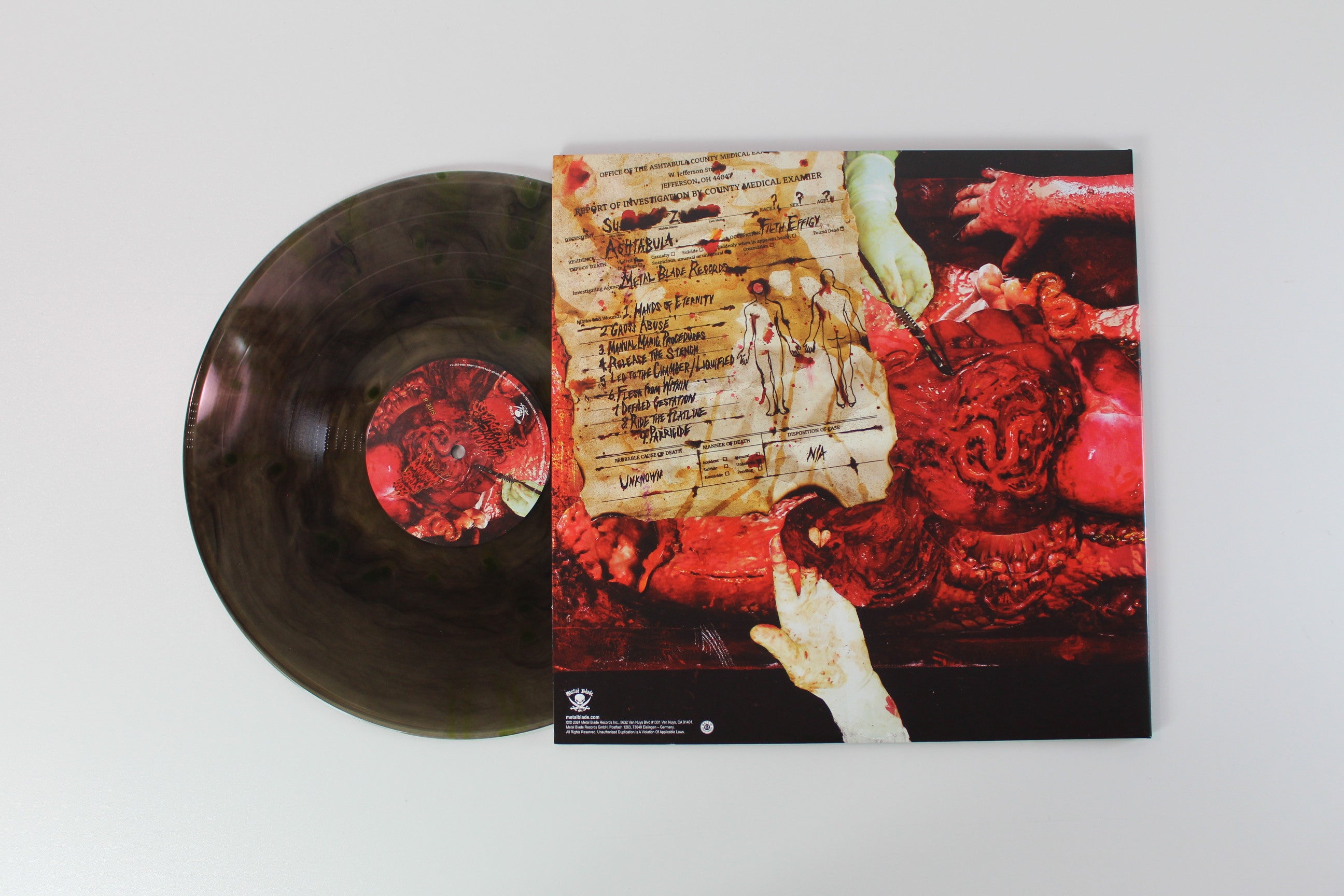 200 Stab Wounds - Manual Manic Procedures on Metal Blade Black Smoke w/ Swamp Green Splatter
