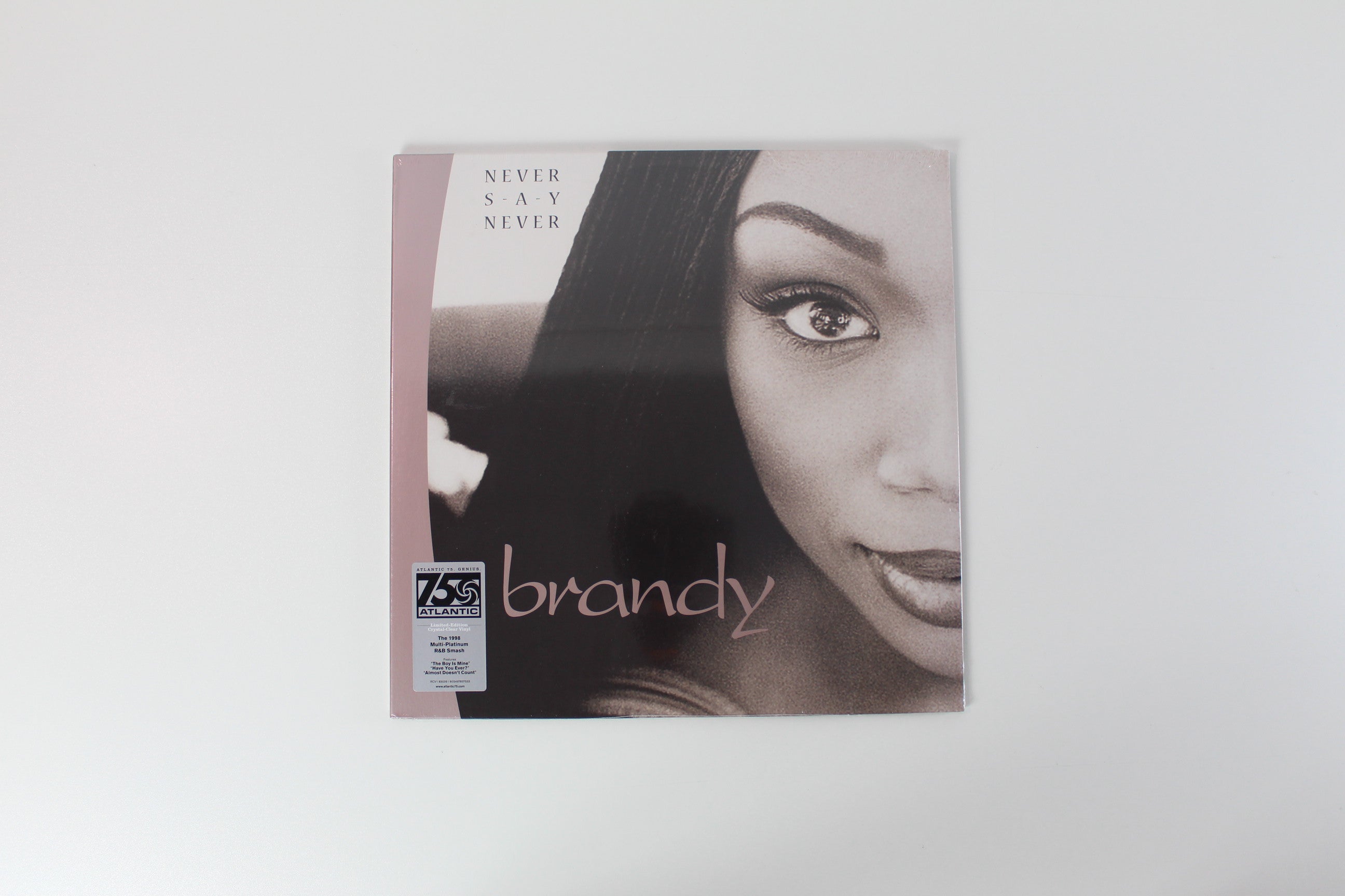 Brandy - Never Say Never on Atlantic Ltd Crystal Clear Vinyl Reissue Sealed