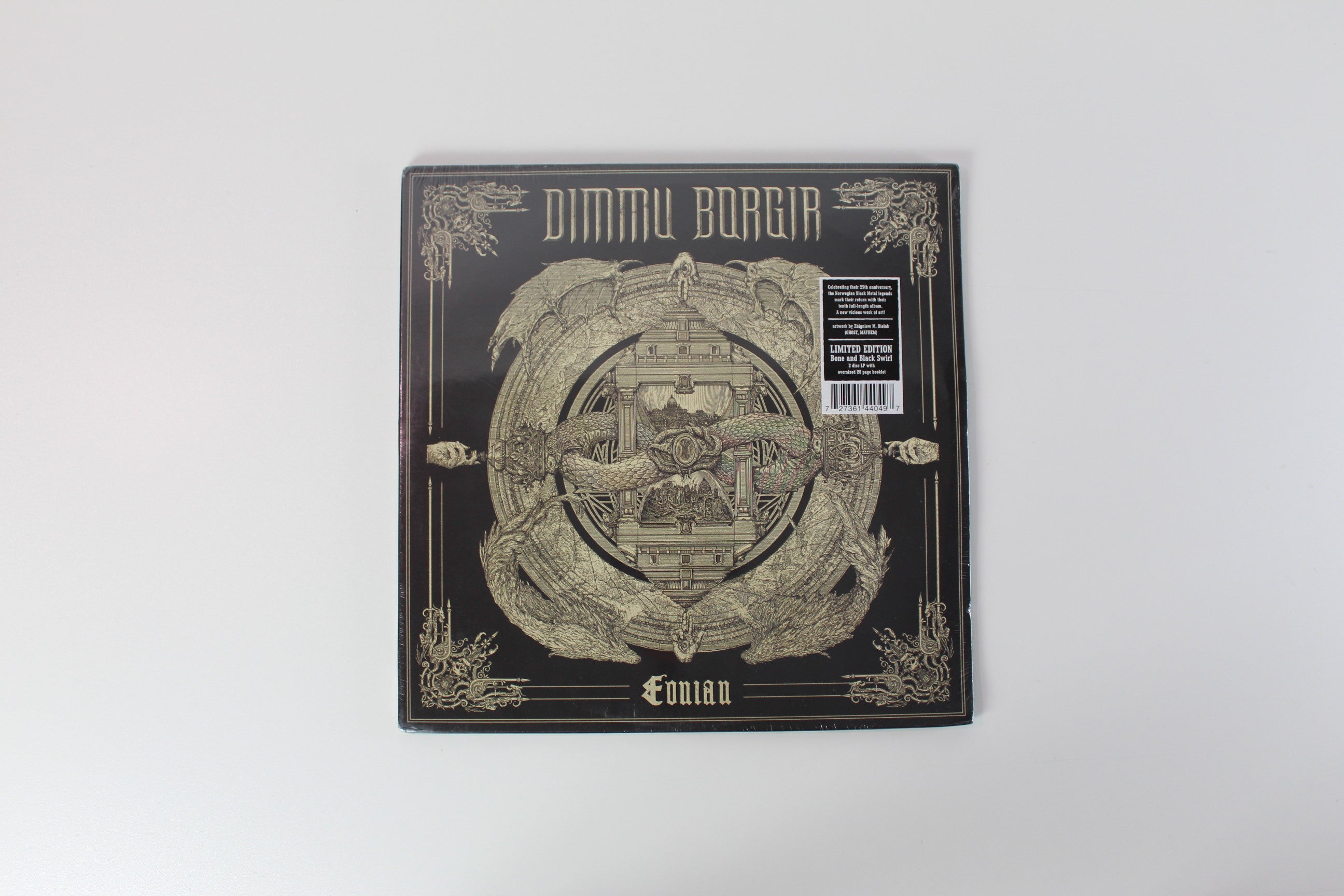 Dimmu Borgir - Eonian on Nuclear Blast Ltd White With Black Swirl Sealed