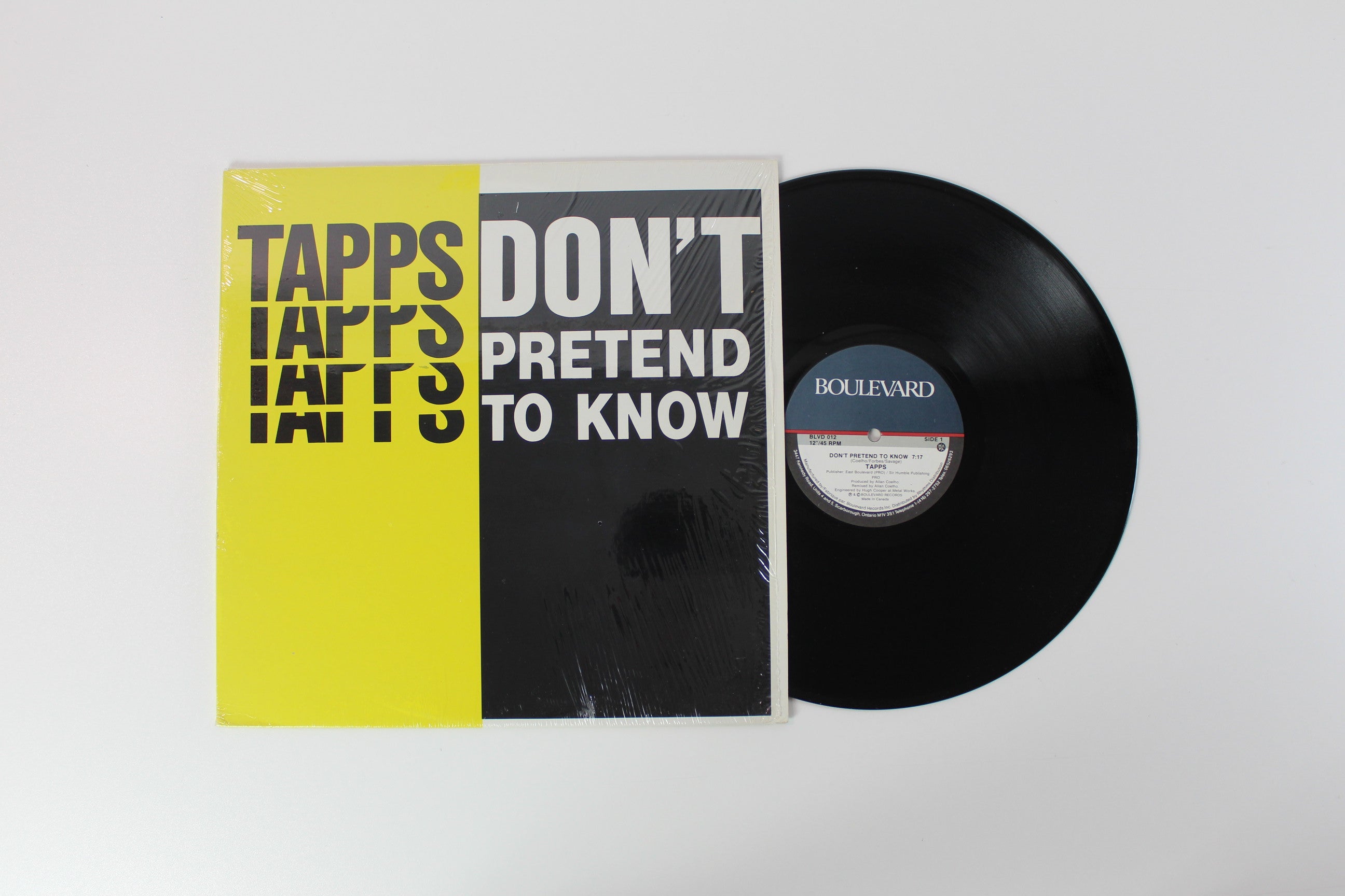 Tapps - Don't Pretend To Know on Boulevard Records 45 RPM 12" Single