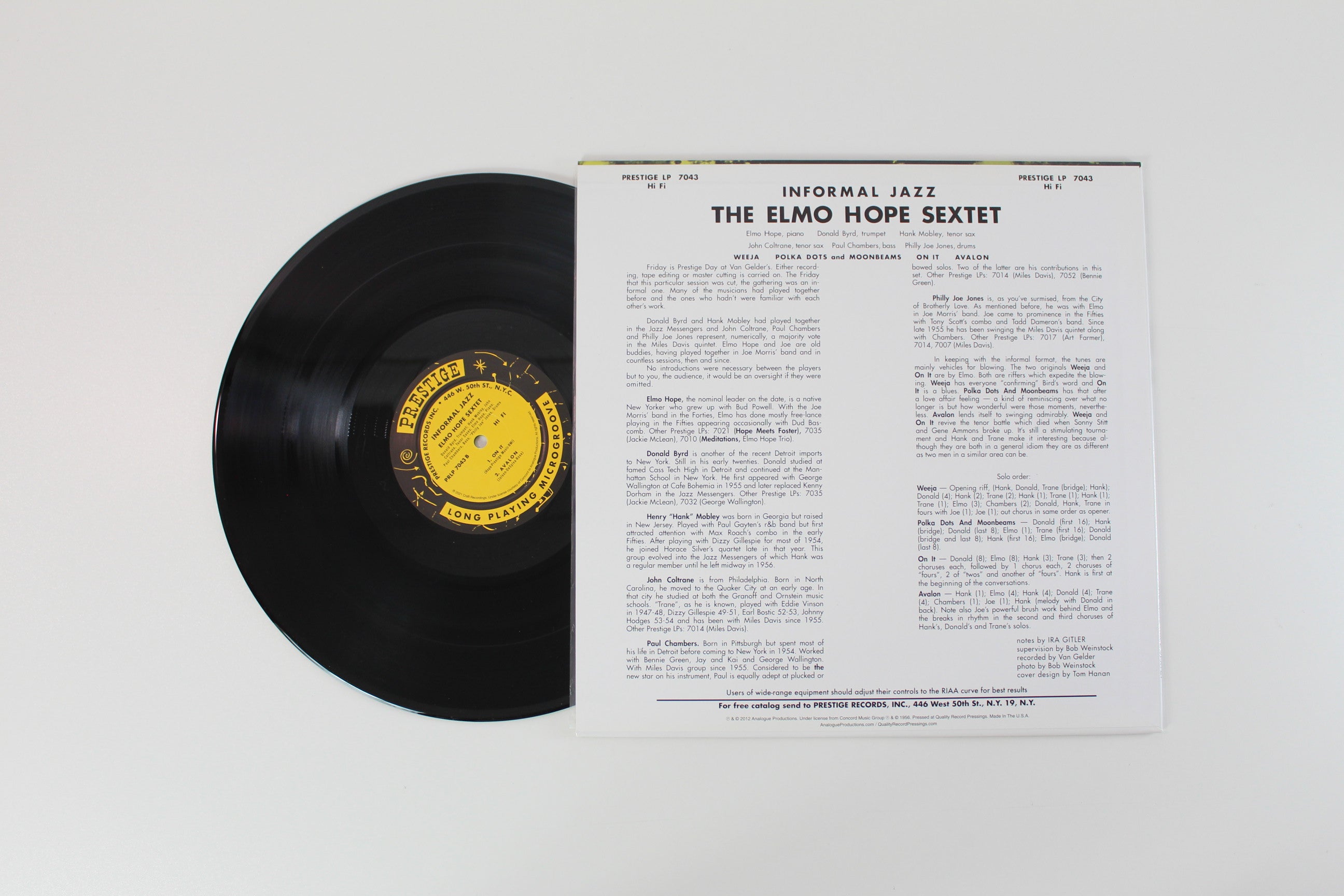 Elmo Hope Sextet - Informal Jazz on Prestige Analogue Production Ltd Mono 200 Gram Reissue