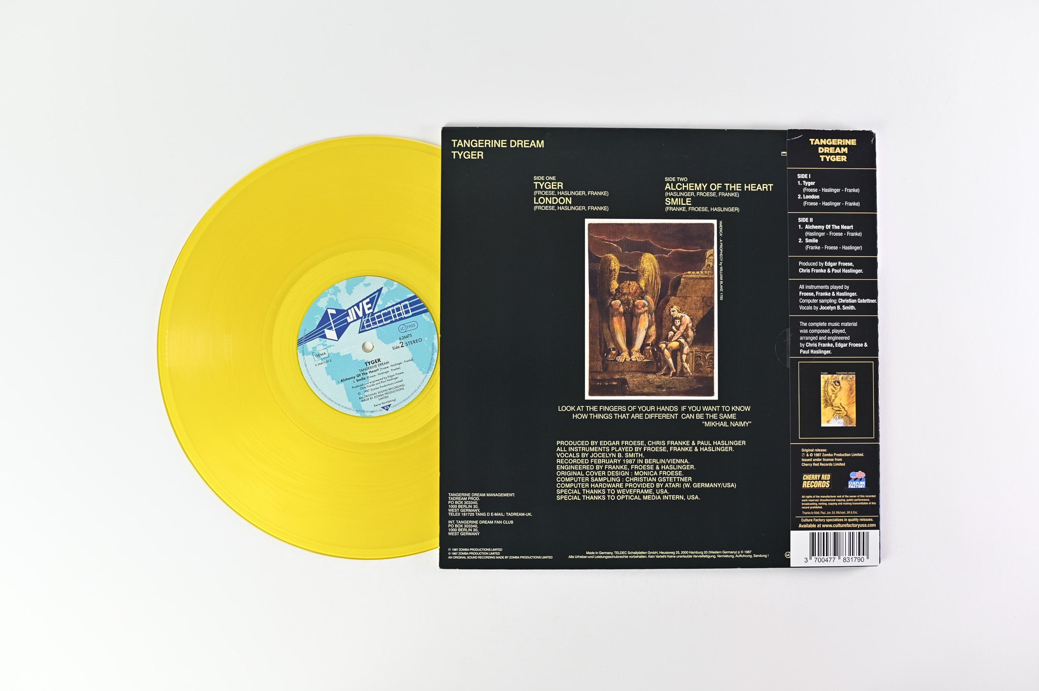 Tangerine Dream - Tyger on Culture Factory USA, Inc. - Yellow Vinyl RSD Reissue
