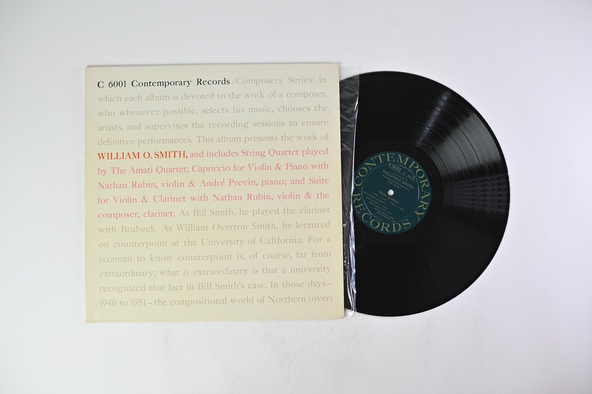 William O. Smith - String Quartet / Capriccio For Violin & Piano / Suite For Violin & Clarinet on Contemporary Records