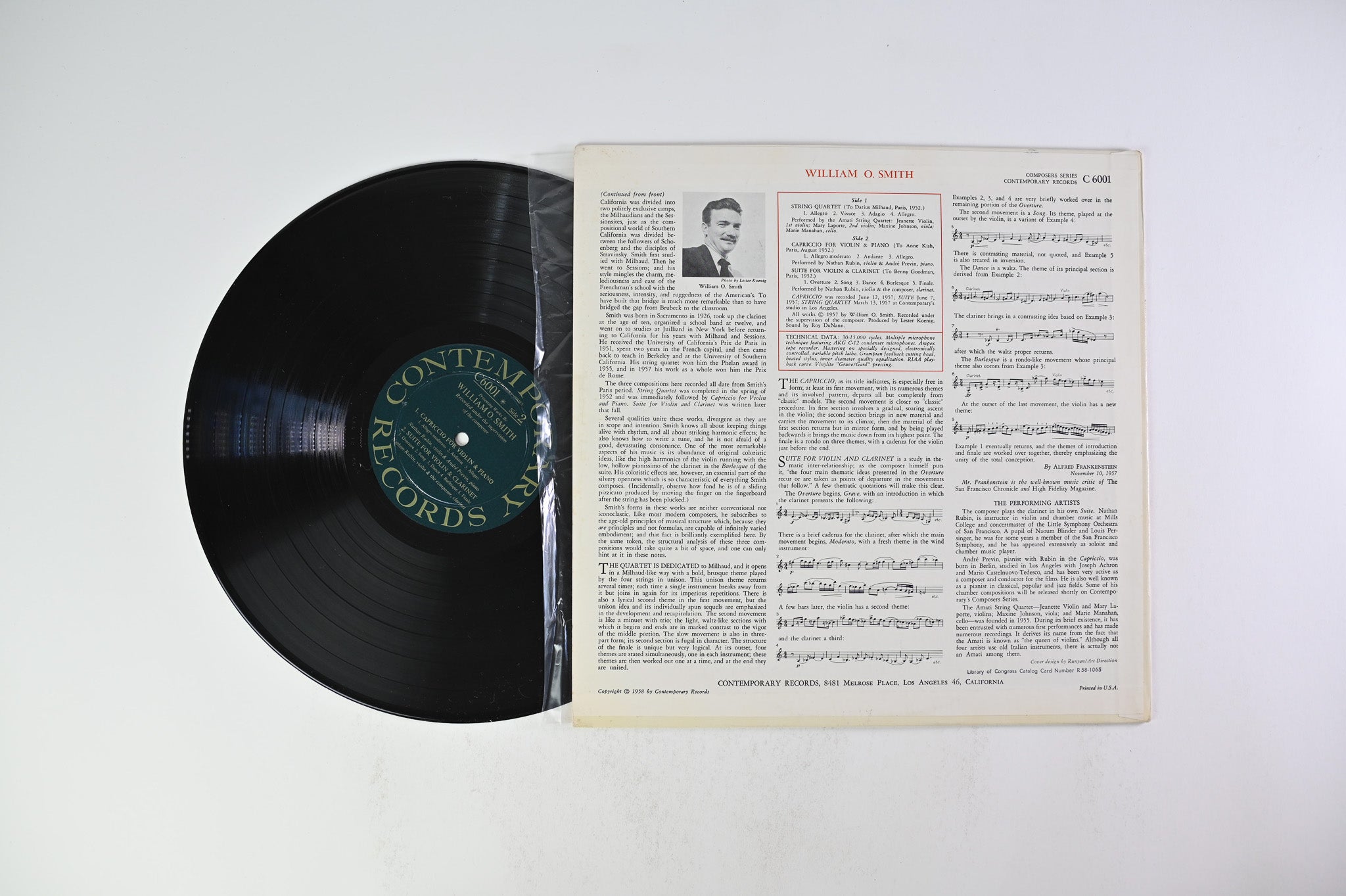 William O. Smith - String Quartet / Capriccio For Violin & Piano / Suite For Violin & Clarinet on Contemporary Records