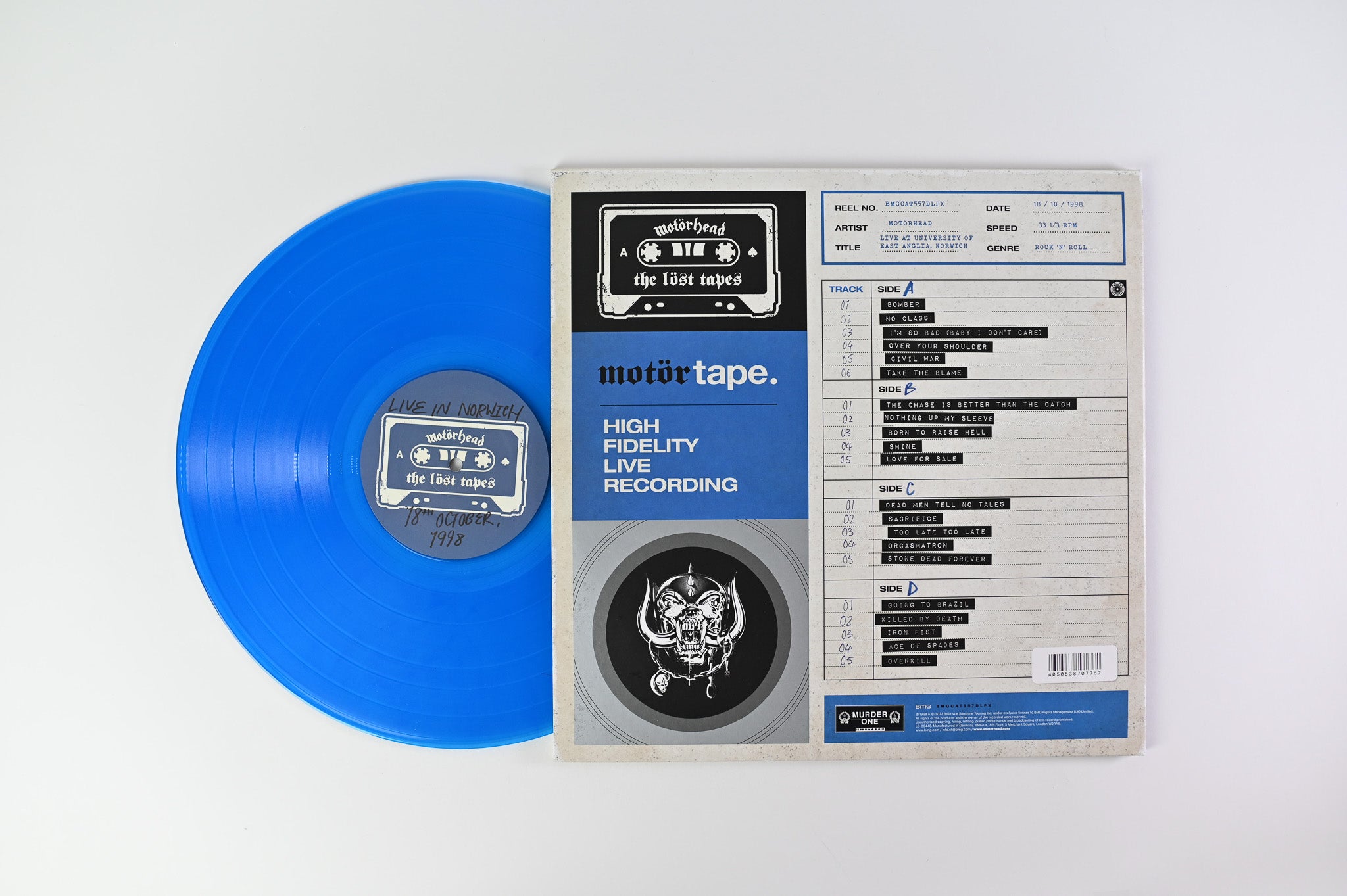 Motörhead - The Löst Tapes Vol. 2 (Live In Norwich 1998) on BMG RSD 2022 Blue Transparent