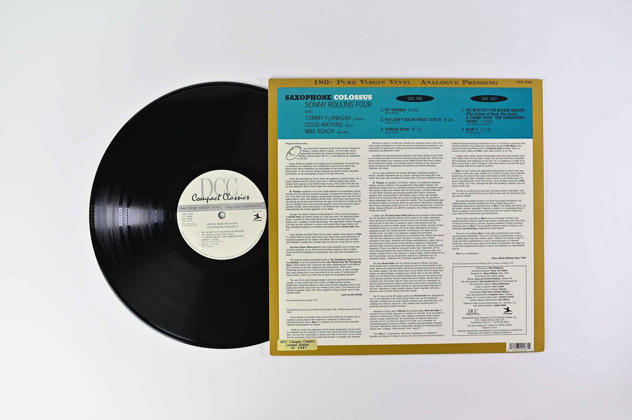 Sonny Rollins - Saxophone Colossus DCC Compact Classic 180 Gram Numbered Reissue