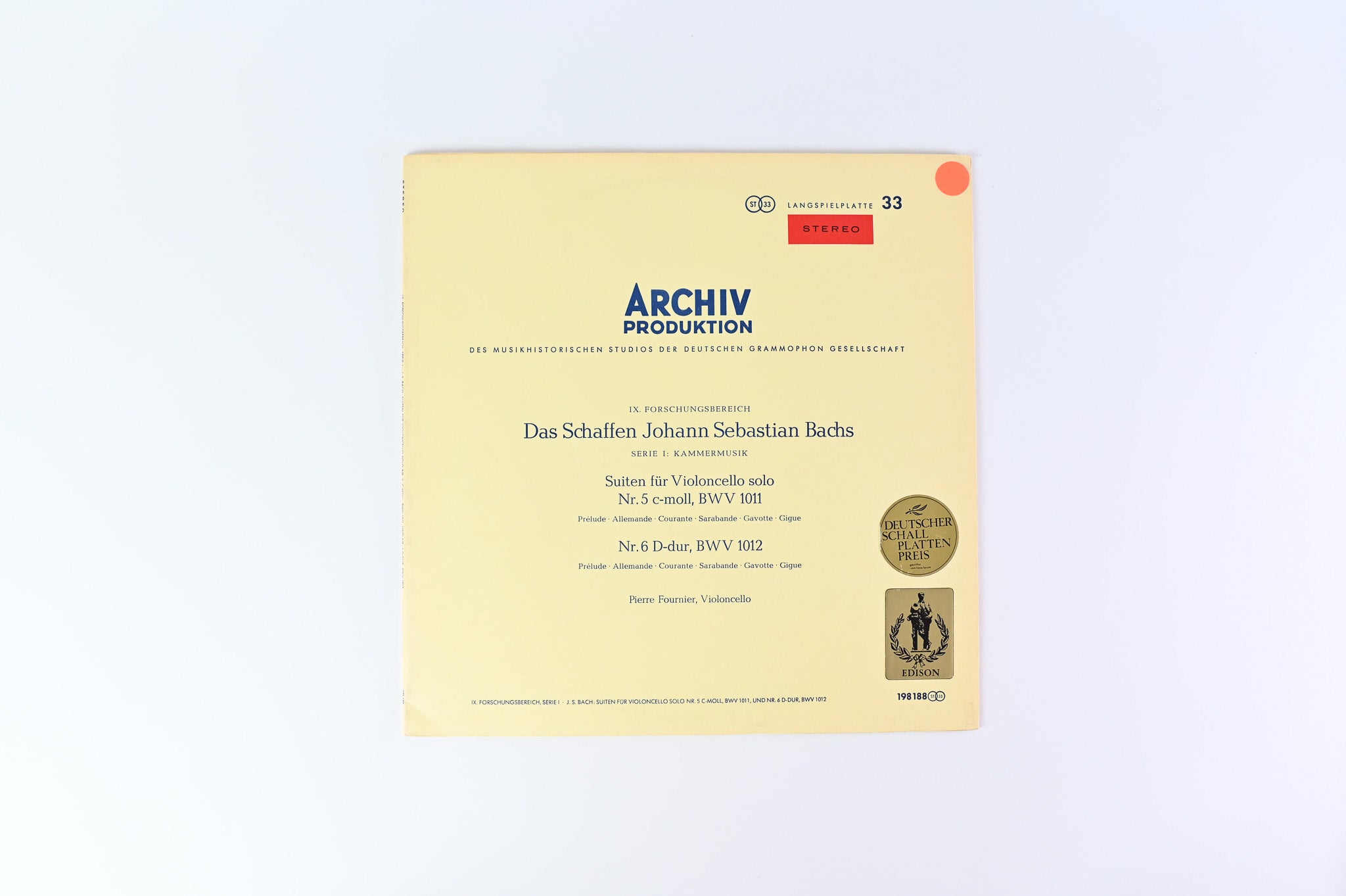 Johann Sebastian Bach - Sechs Suiten Für Violoncello Solo (BWV 1007-1012) on Archiv Produktion
