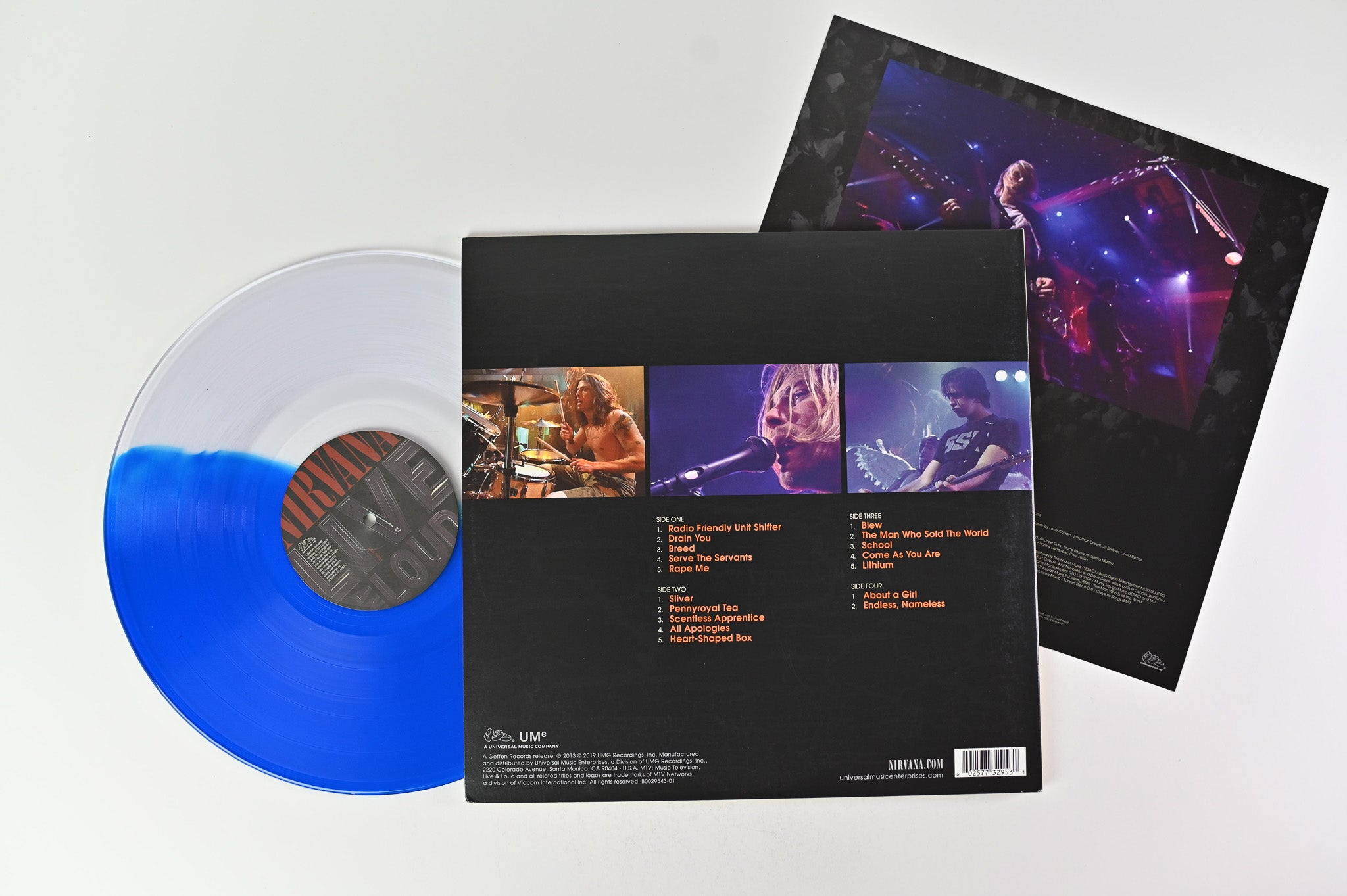 Nirvana - Live And Loud on DGC Ltd Clear/Red/Blue Split