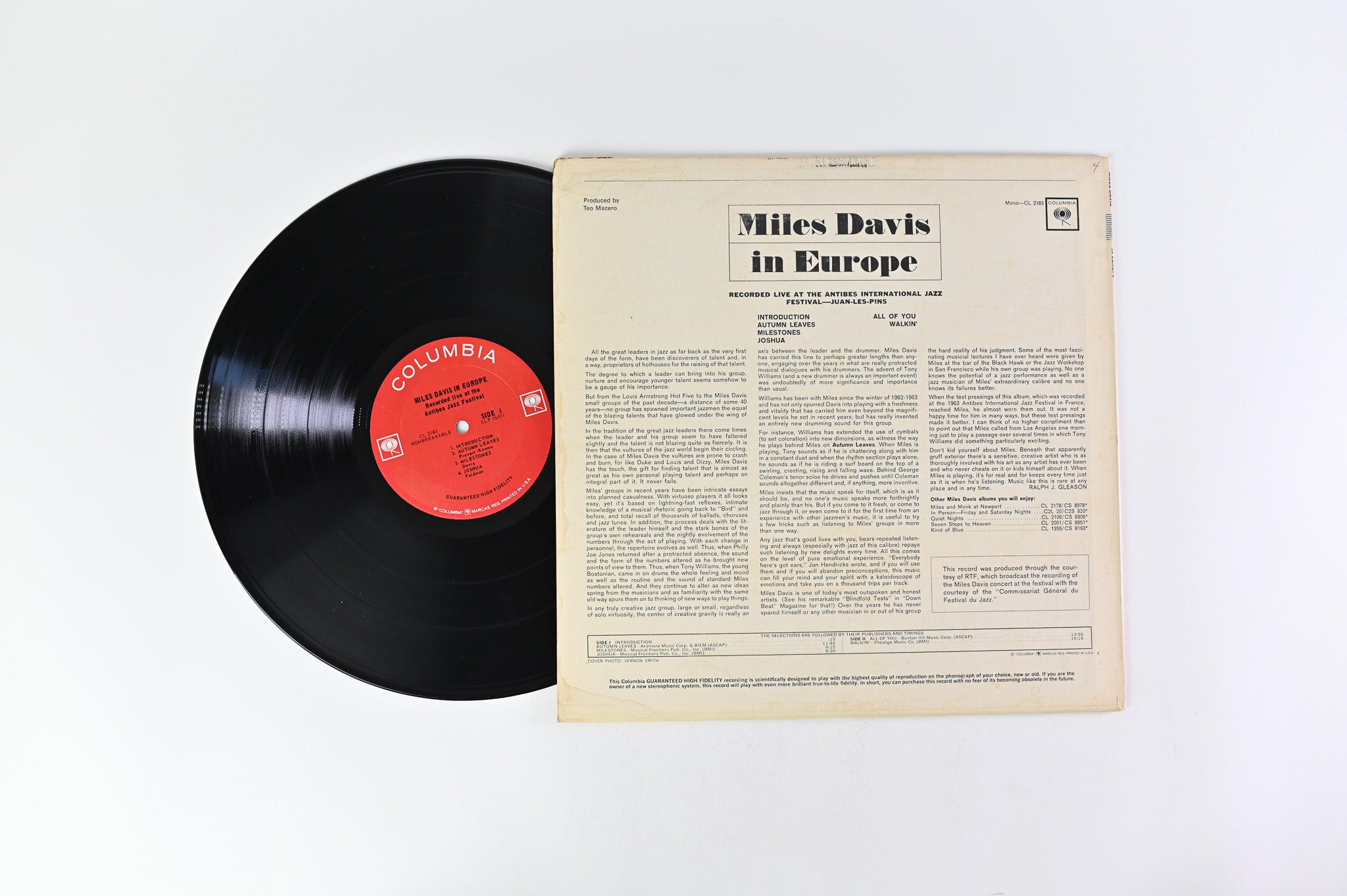 Miles Davis - Miles Davis In Europe on Columbia Mono