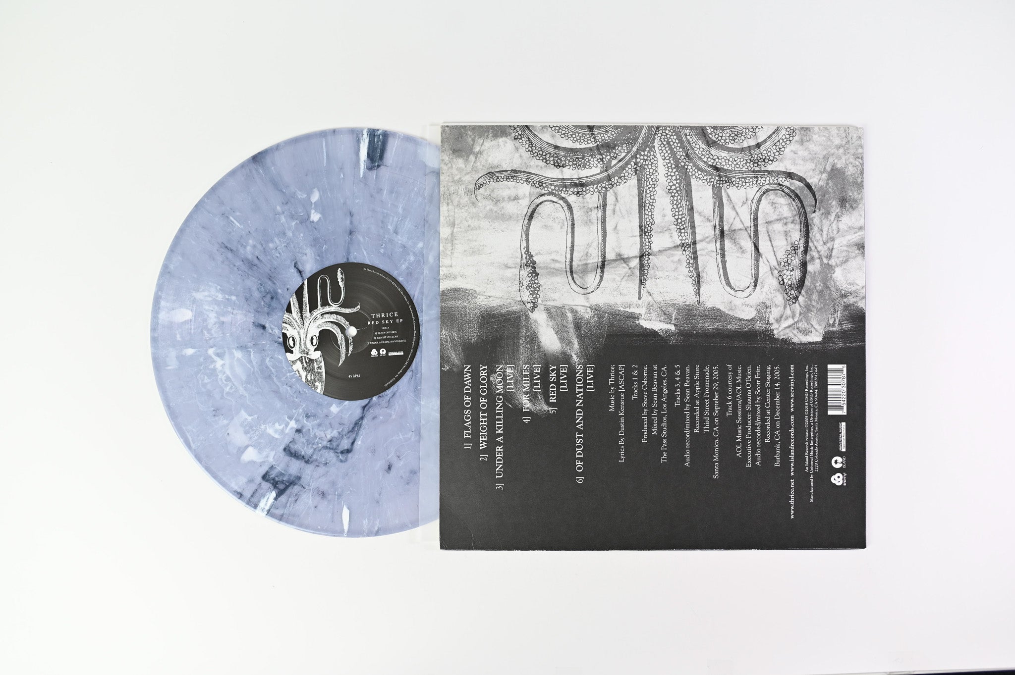 Thrice - Red Sky EP on SRC Ltd 45 RPM Clear with White and Black Hi-Melt Vinyl Reissue