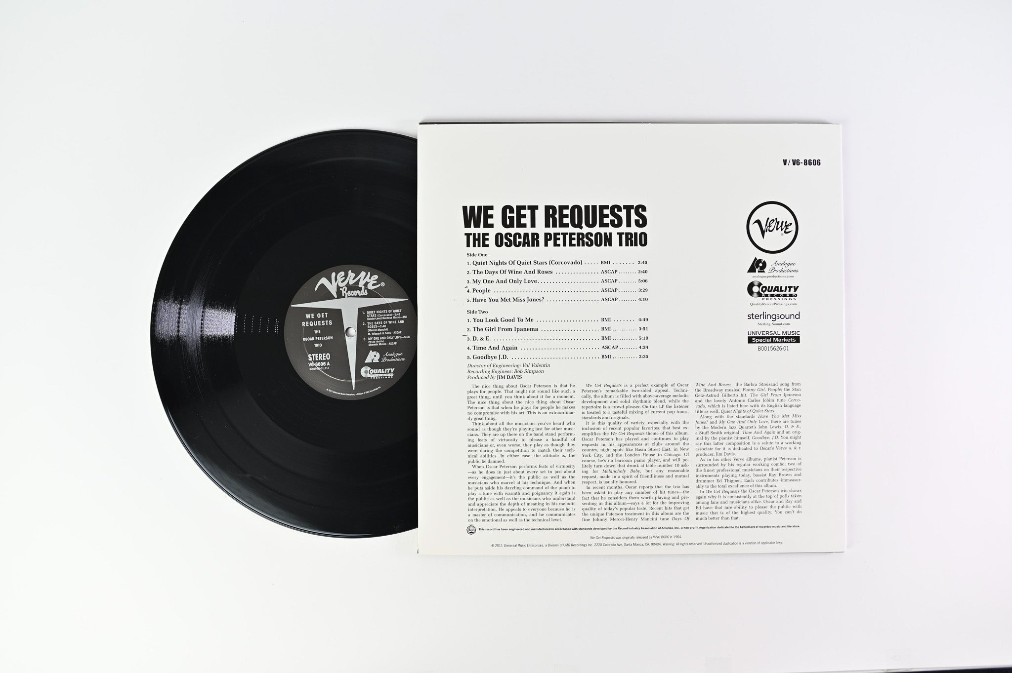 The Oscar Peterson Trio - We Get Requests on Verve Analogue Productions Ltd 200 Gram 45 RPM Reissue