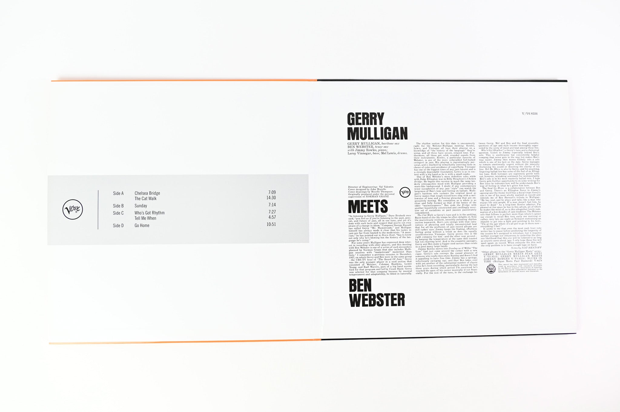 Gerry Mulligan - Gerry Mulligan Meets Ben Webster on Verve ORG Ltd Numbered 45 RPM Reissue