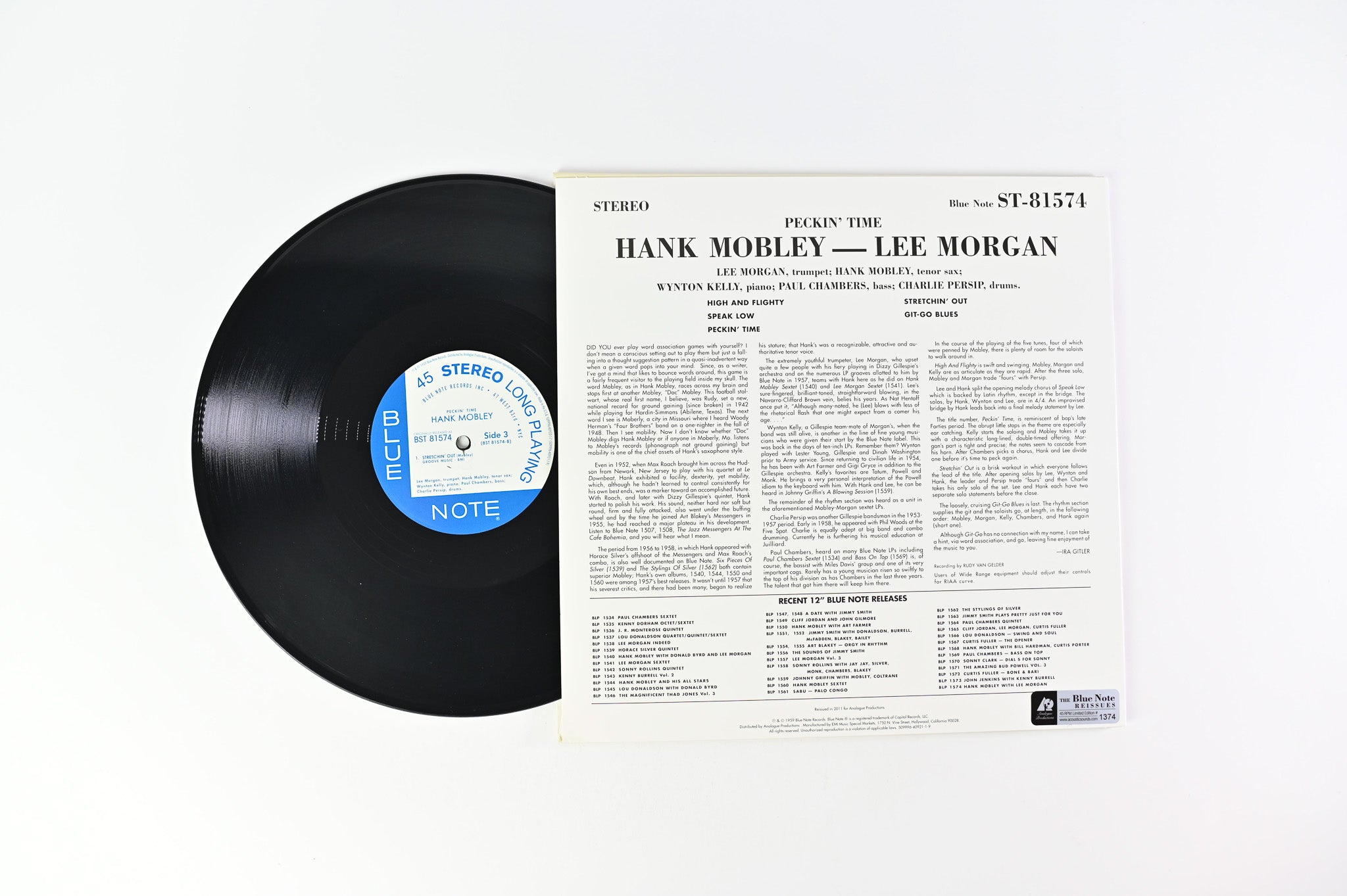 Hank Mobley - Peckin' Time on Blue Note Analogue Productions Ltd Numbered 45 RPM Reissue