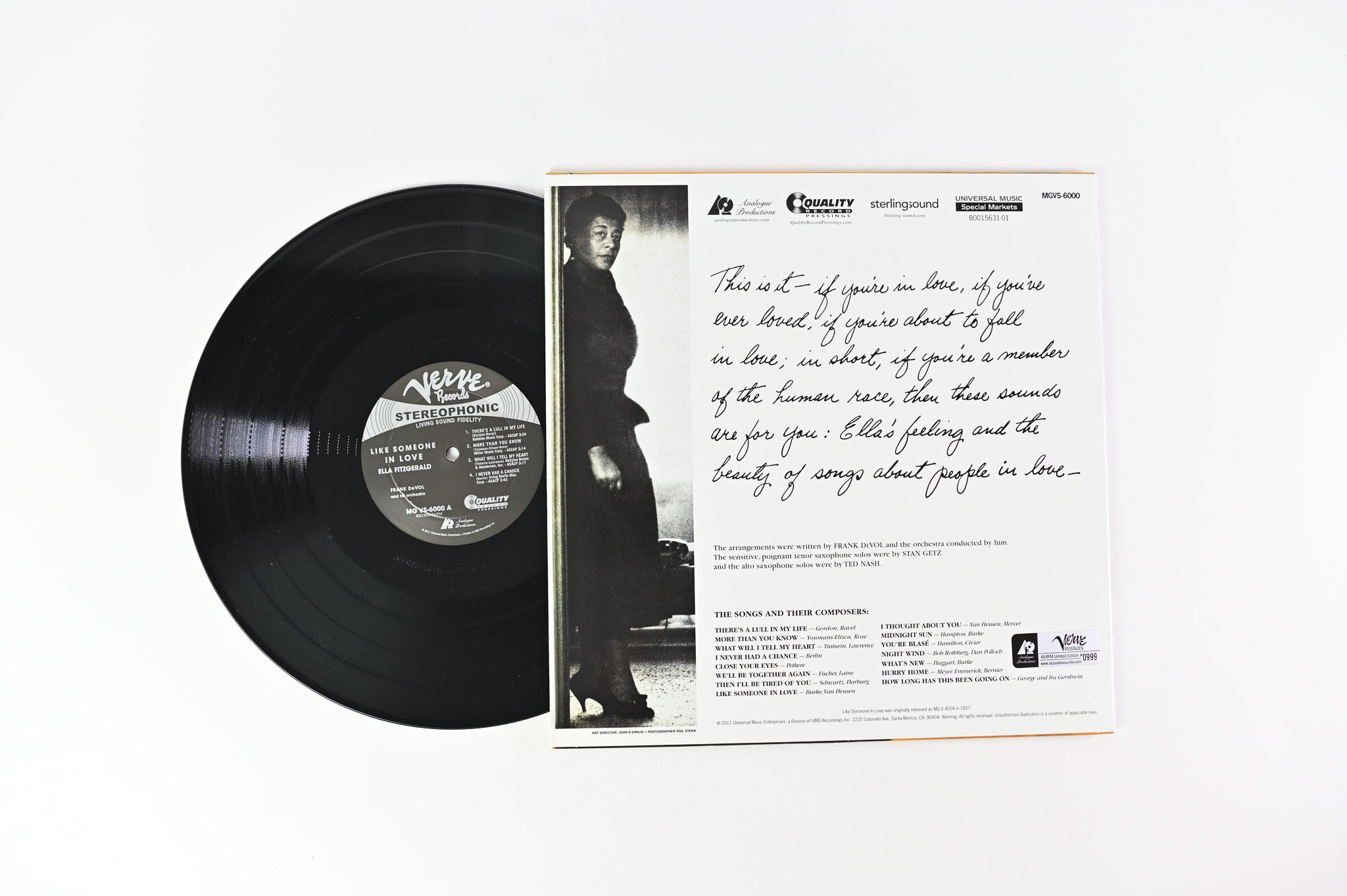 Ella Fitzgerald - Like Someone In Love on Verve Analogue Productions Ltd Numbered 45 RPM Reissue
