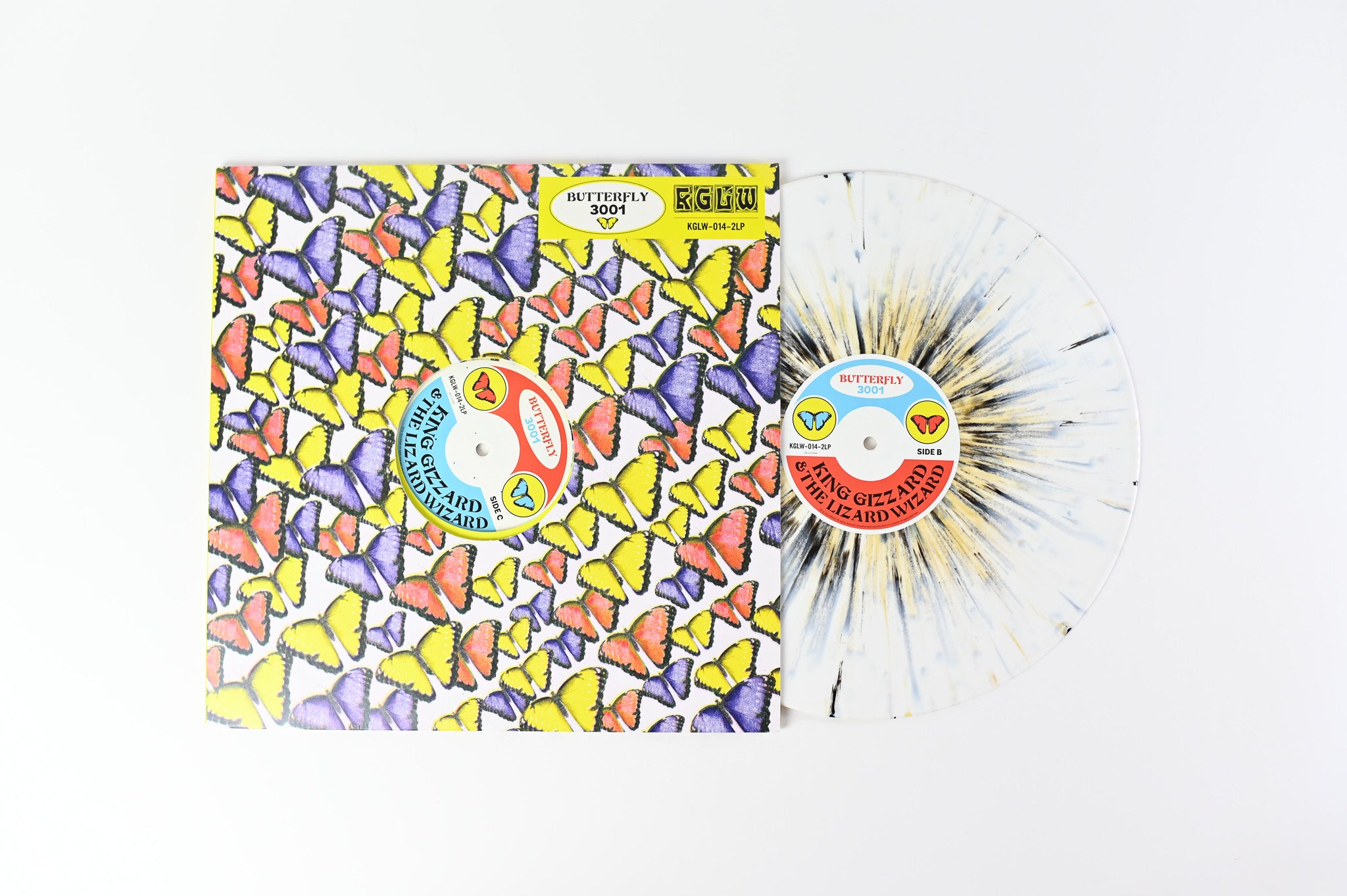 King Gizzard And The Lizard Wizard - Butterfly 3001 Ltd White with Black and Yellow Calypso Splatter