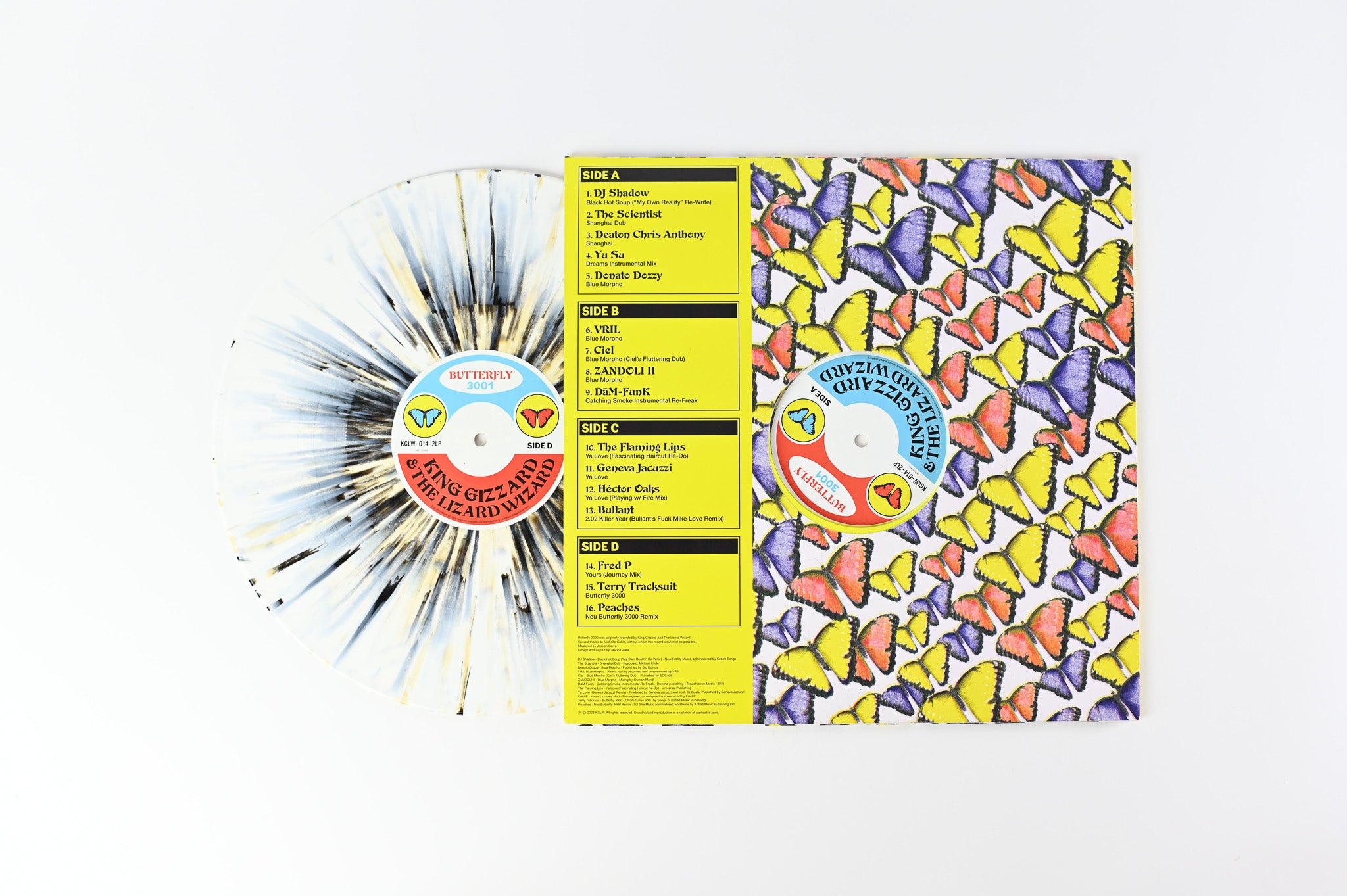 King Gizzard And The Lizard Wizard - Butterfly 3001 Ltd White with Black and Yellow Calypso Splatter
