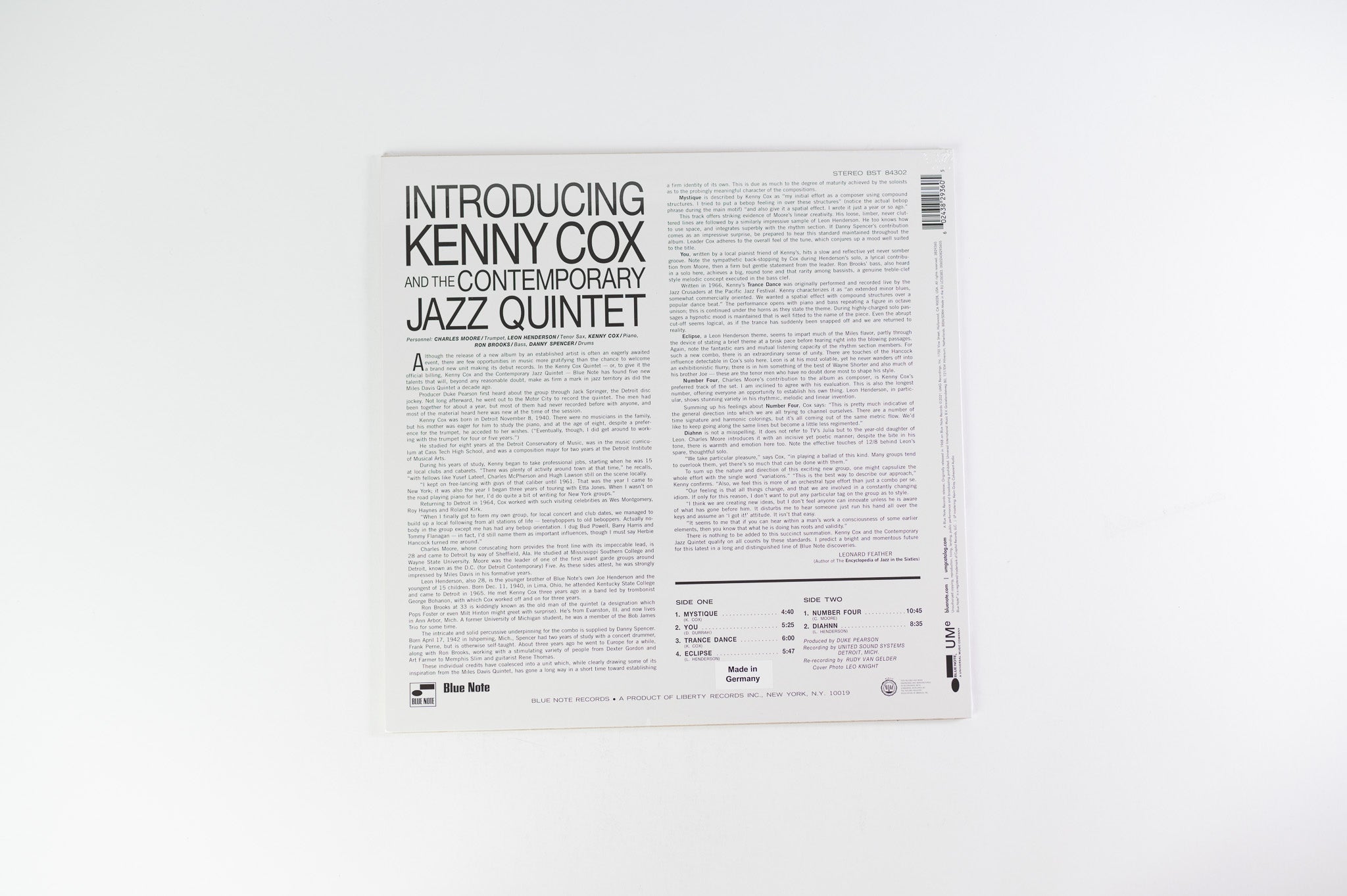 Kenny Cox - Introducing Kenny Cox And The Contemporary Jazz Quintet on Blue Note Classic Vinyl Series - Sealed