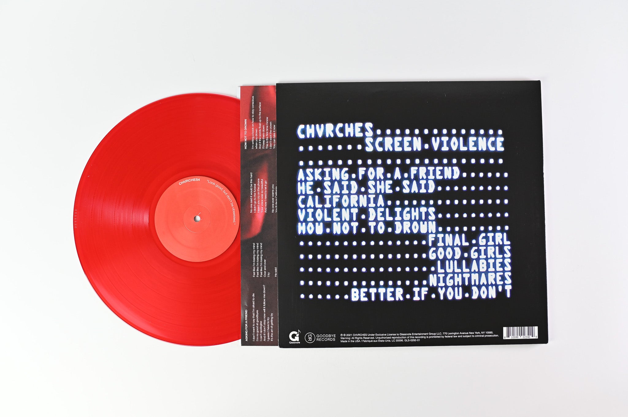 Chvrches - Screen Violence on Glassnote Transparent Red Vinyl