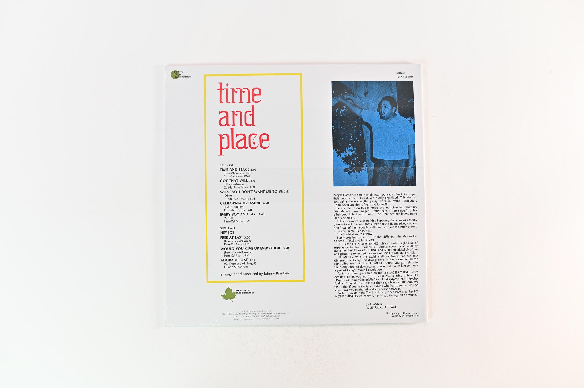 Lee Moses - Time And Place on Maple Future Days Ltd Yellow Vinyl Reissue Sealed