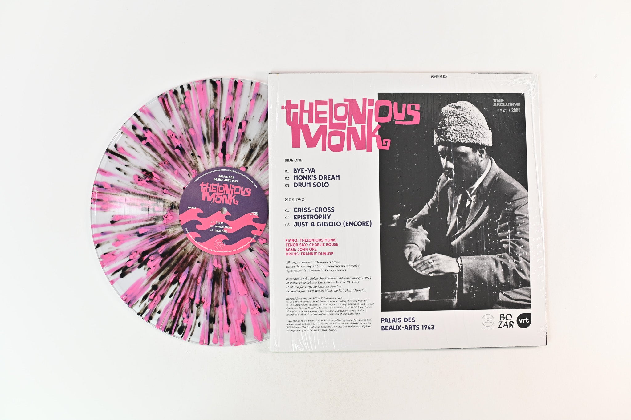 Thelonious Monk - Palais des Beaux-Arts 1963 on Tidal Waves Vinyl Me Please Ltd Numbered Clear With Pink And Black Splatter