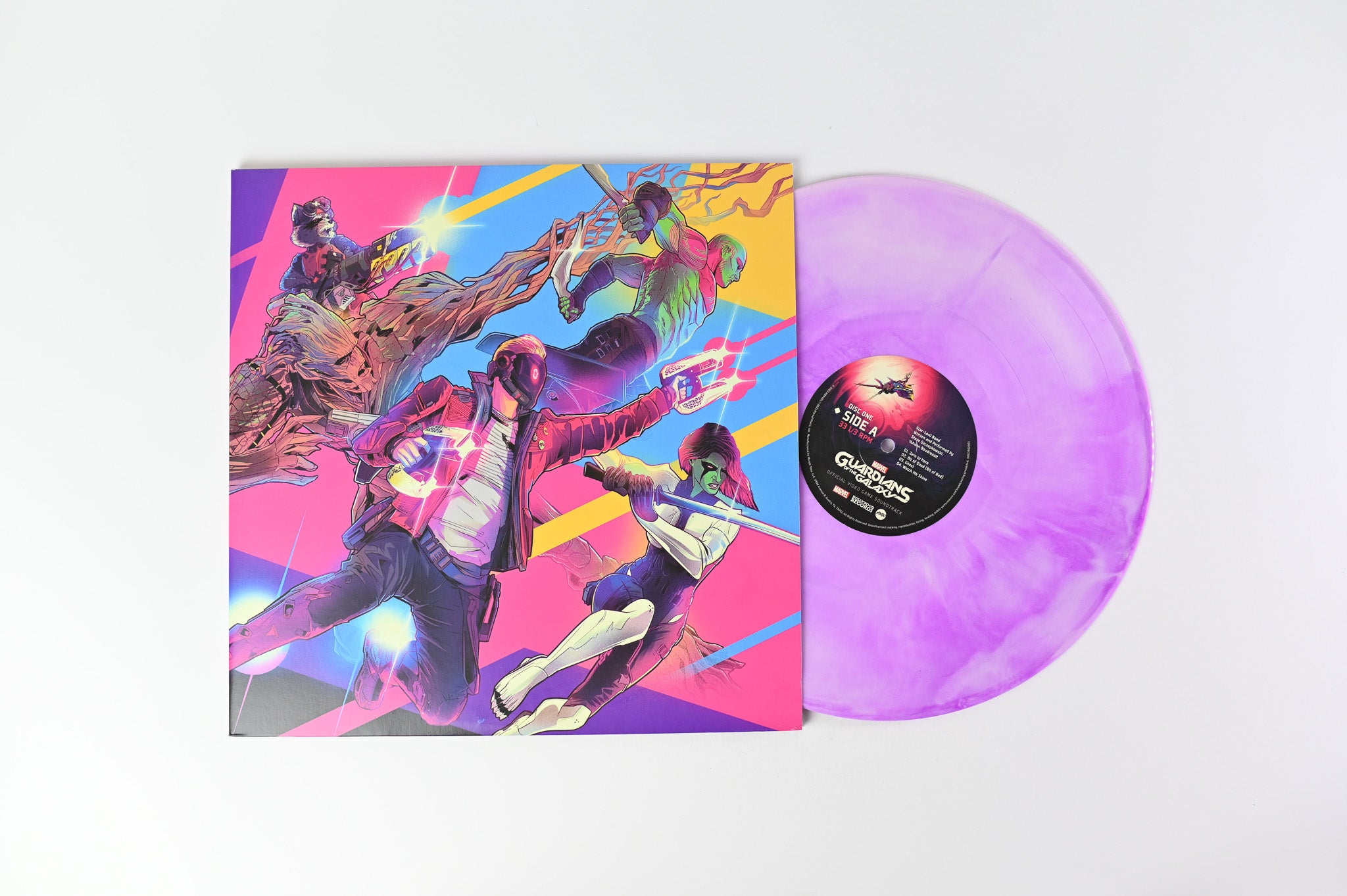 Star-Lord Band - Marvel Guardians Of The Galaxy (Official Video Game Soundtrack) on Mondo Pink Swirl & Green Swirl