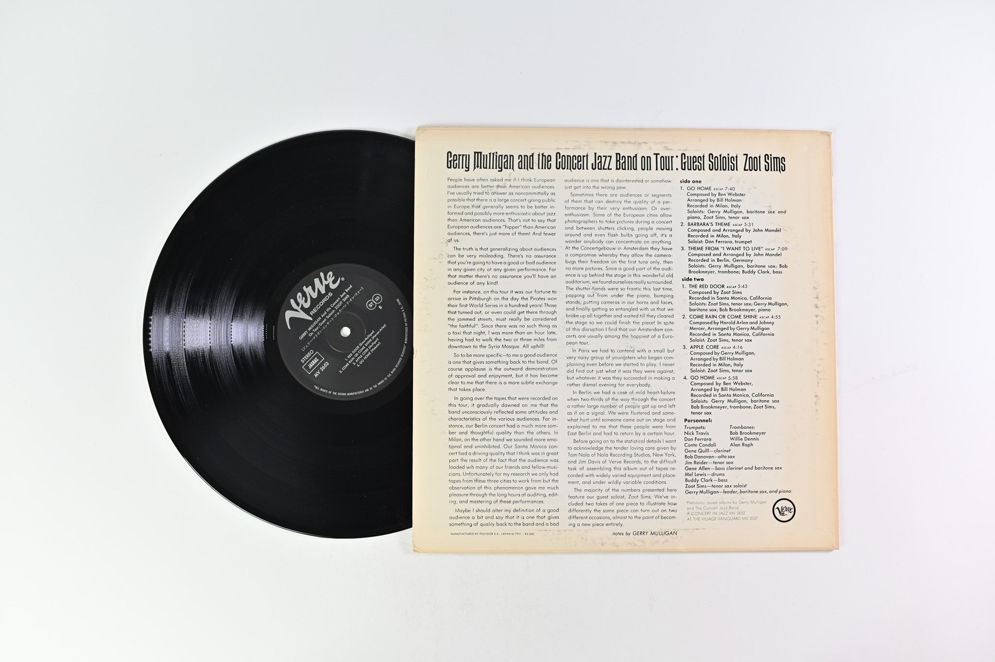 Gerry Mulligan & The Concert Jazz Band - Gerry Mulligan And The Concert Jazz Band On Tour Japanese Reissue on Verve Records