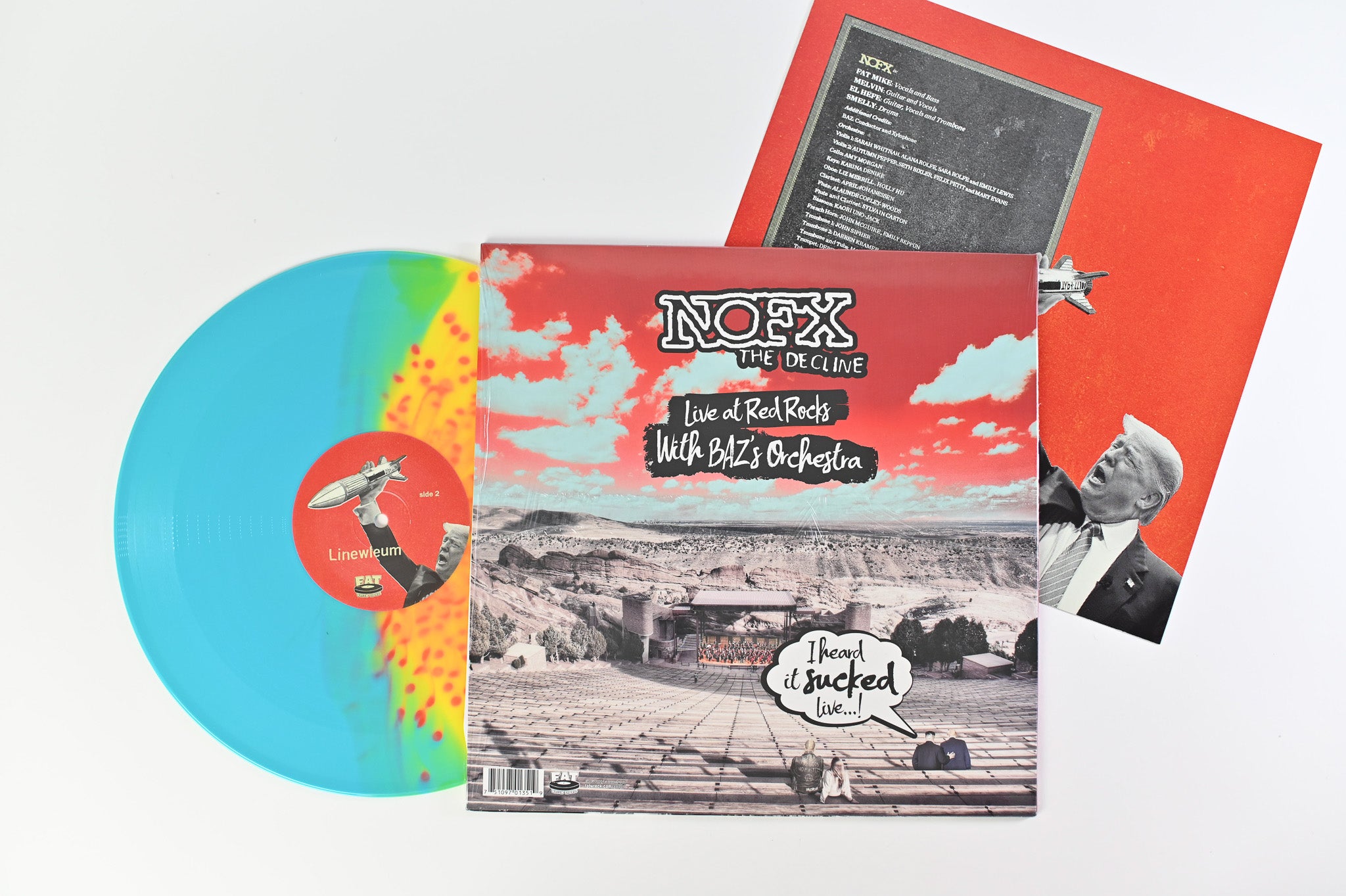 NOFX - The Decline Live At Red Rocks on Fat Wreck Chords Turquoise/Yellow With Orange Splatter