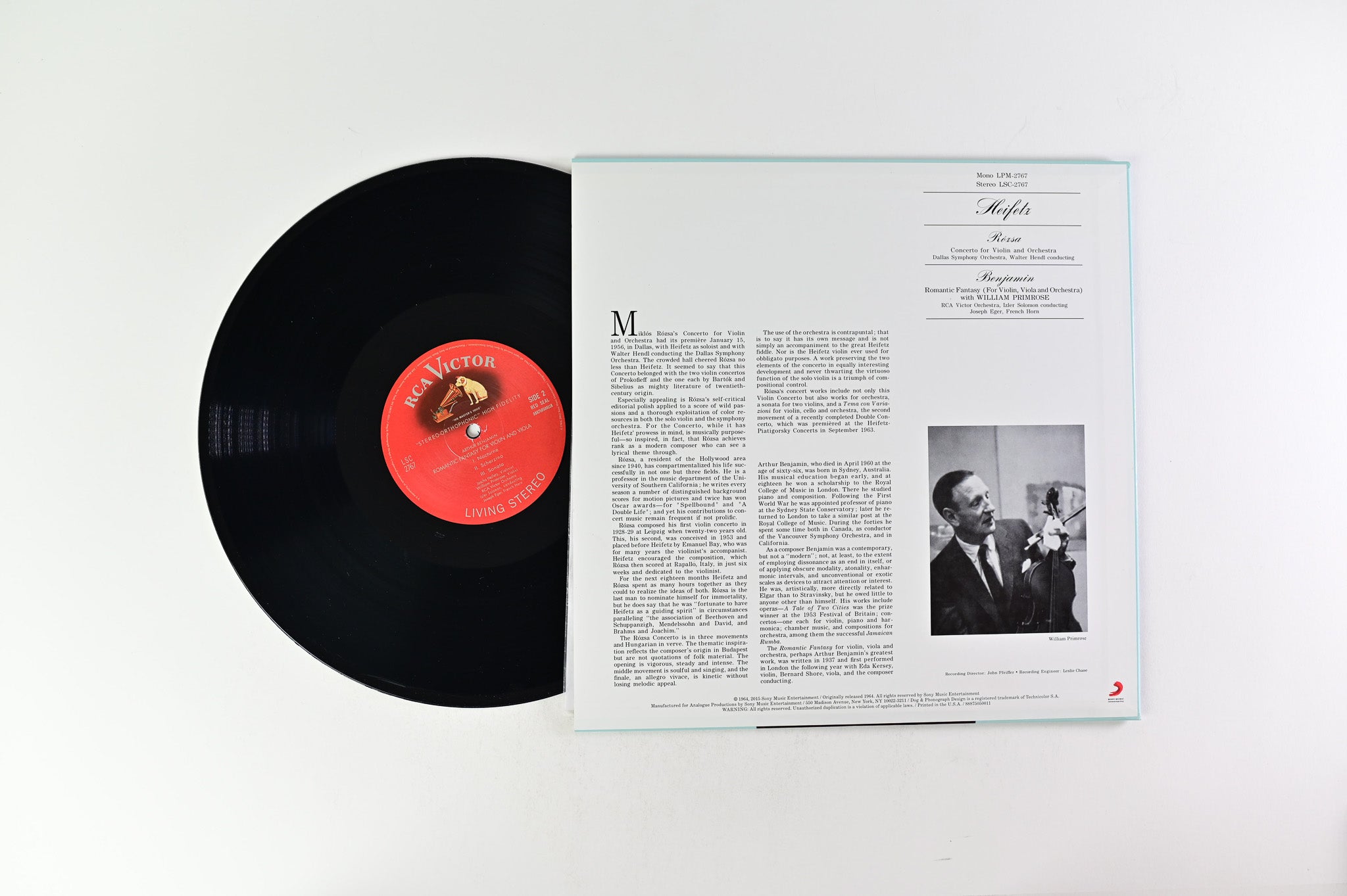 Jascha Heifetz - Concerto For Violin And Orchestra / Romantic Fantasy Reissue on Analogue Productions