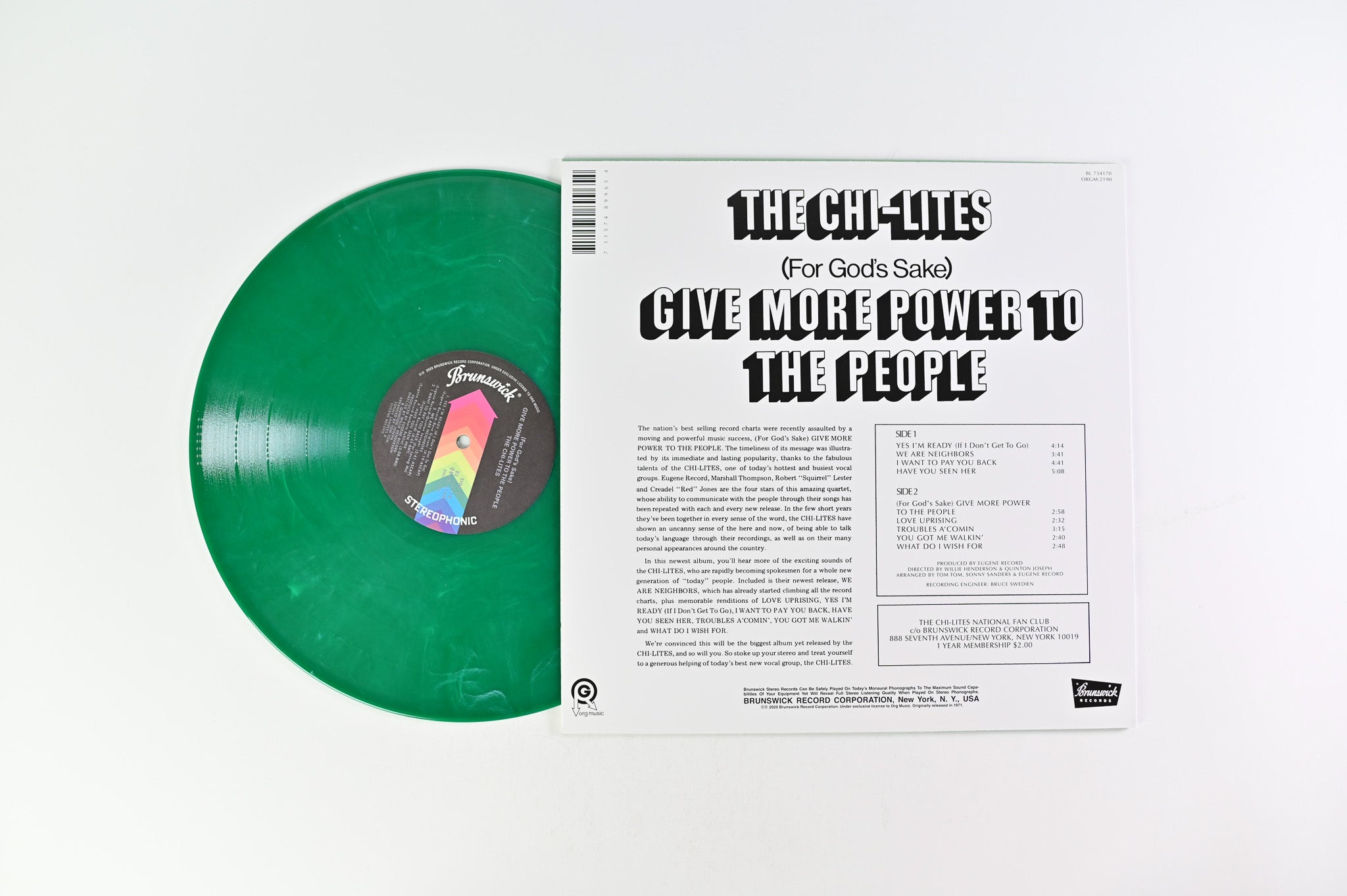 The Chi-Lites - (For God's Sake) Give More Power To The People on Brunswick ORG Ltd Green Vinyl