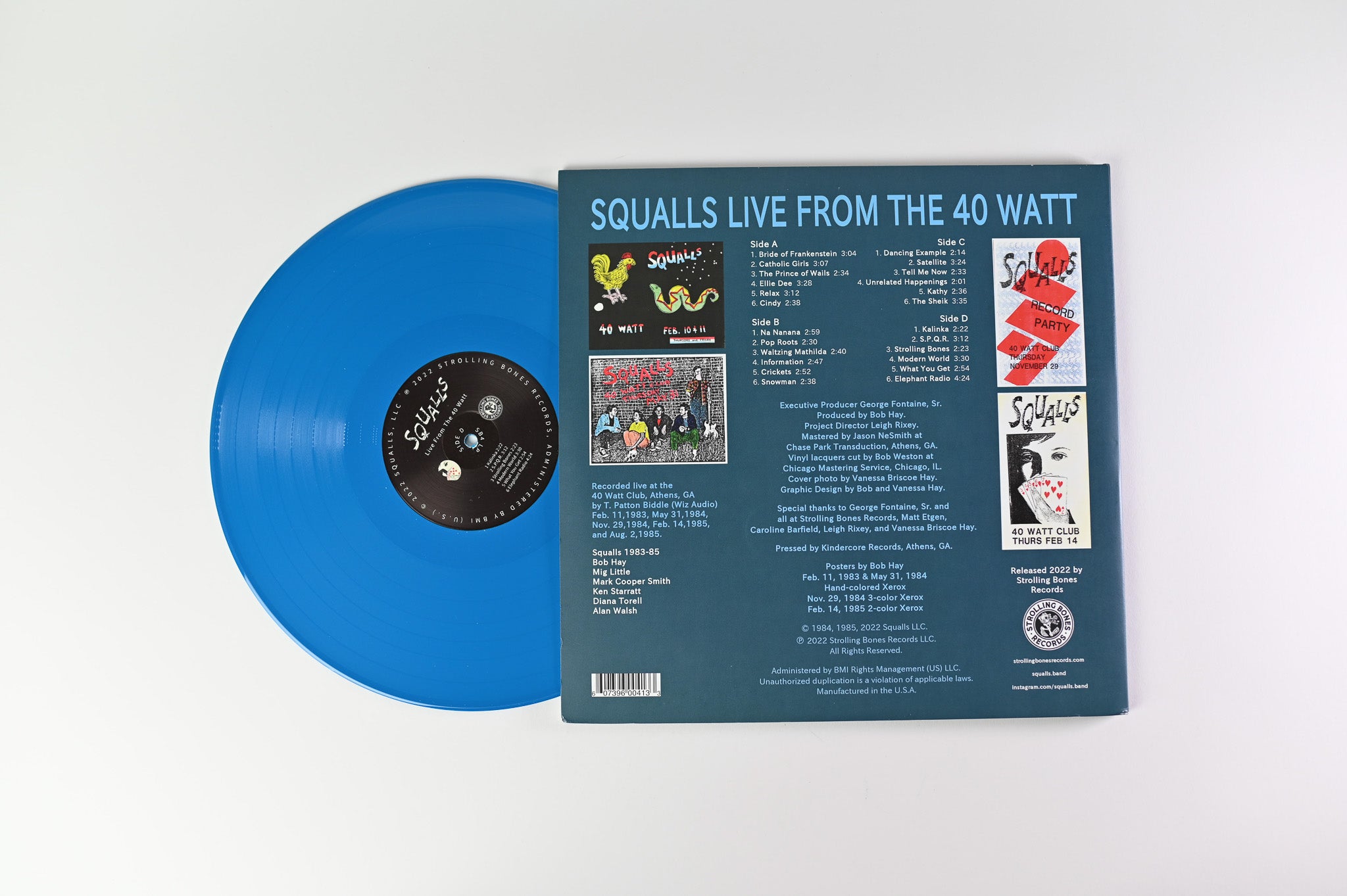 The Squalls - Live From The 40 Watt on Strolling Bones Records - Turquoise Vinyl