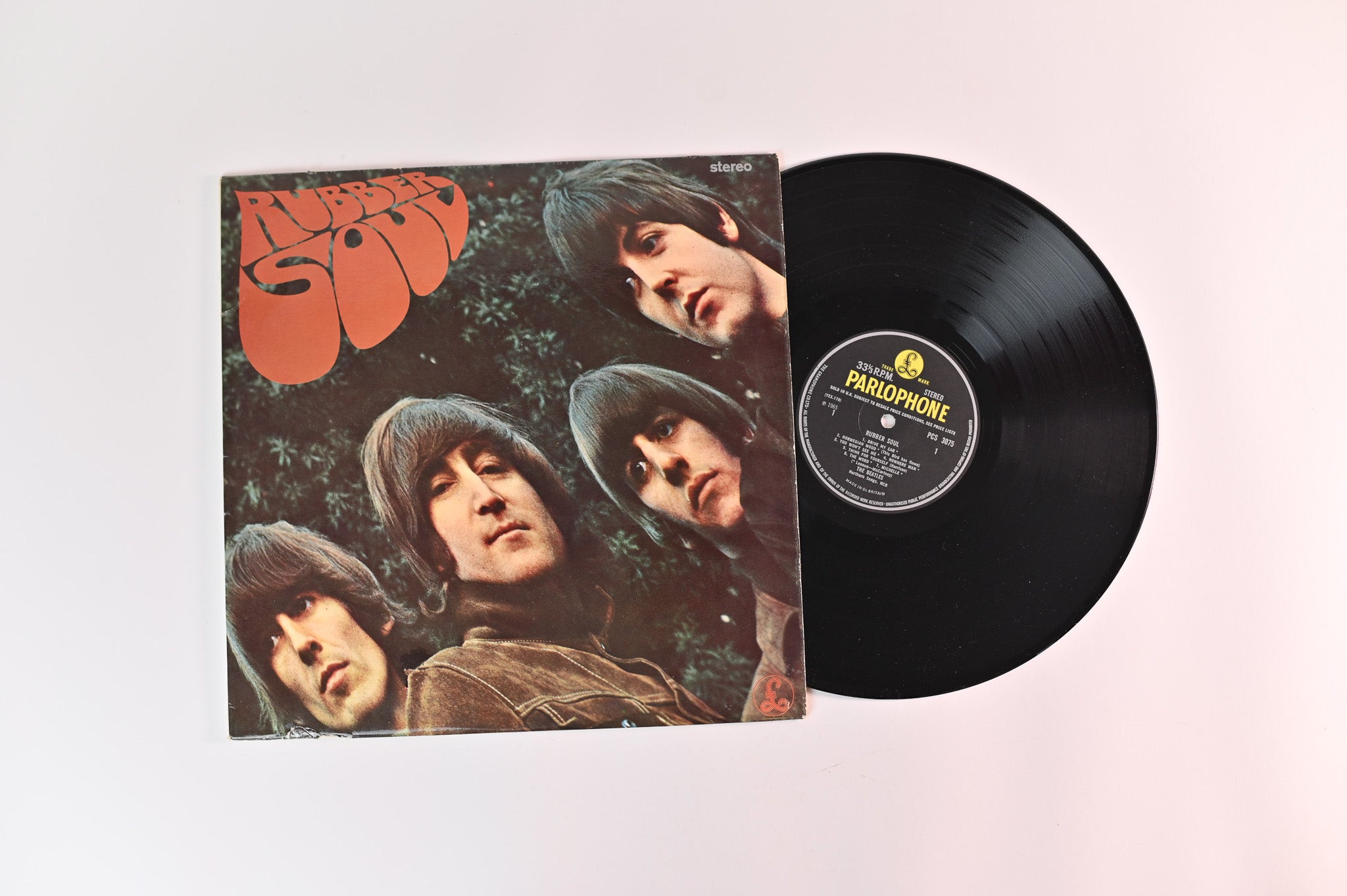 The Beatles - Rubber Soul on Parlophone UK 1965 Silver Stereo Logo