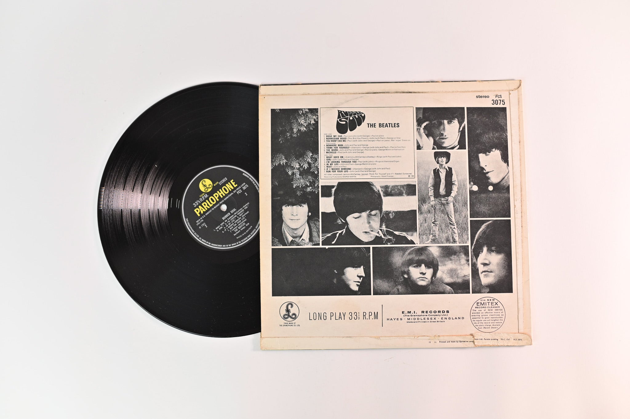 The Beatles - Rubber Soul on Parlophone UK 1965 Silver Stereo Logo