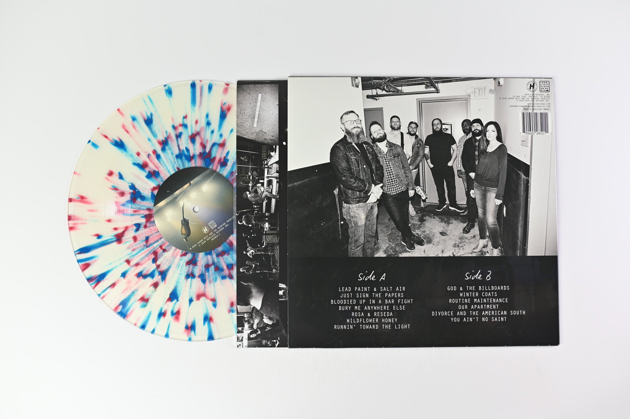 Aaron West And The Roaring Twenties - Live From Asbury Park on Hopeless Ltd Clear w/ Maroon & Blue Splatter