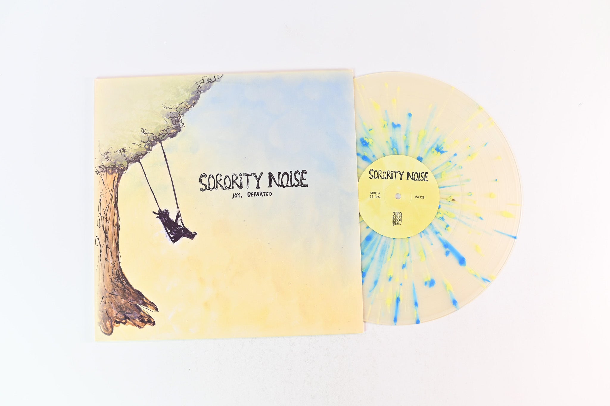 Sorority Noise - Joy, Departed on Topshelf Cloudy Clear w/ Yellow and Royal Blue Splatter Reissue